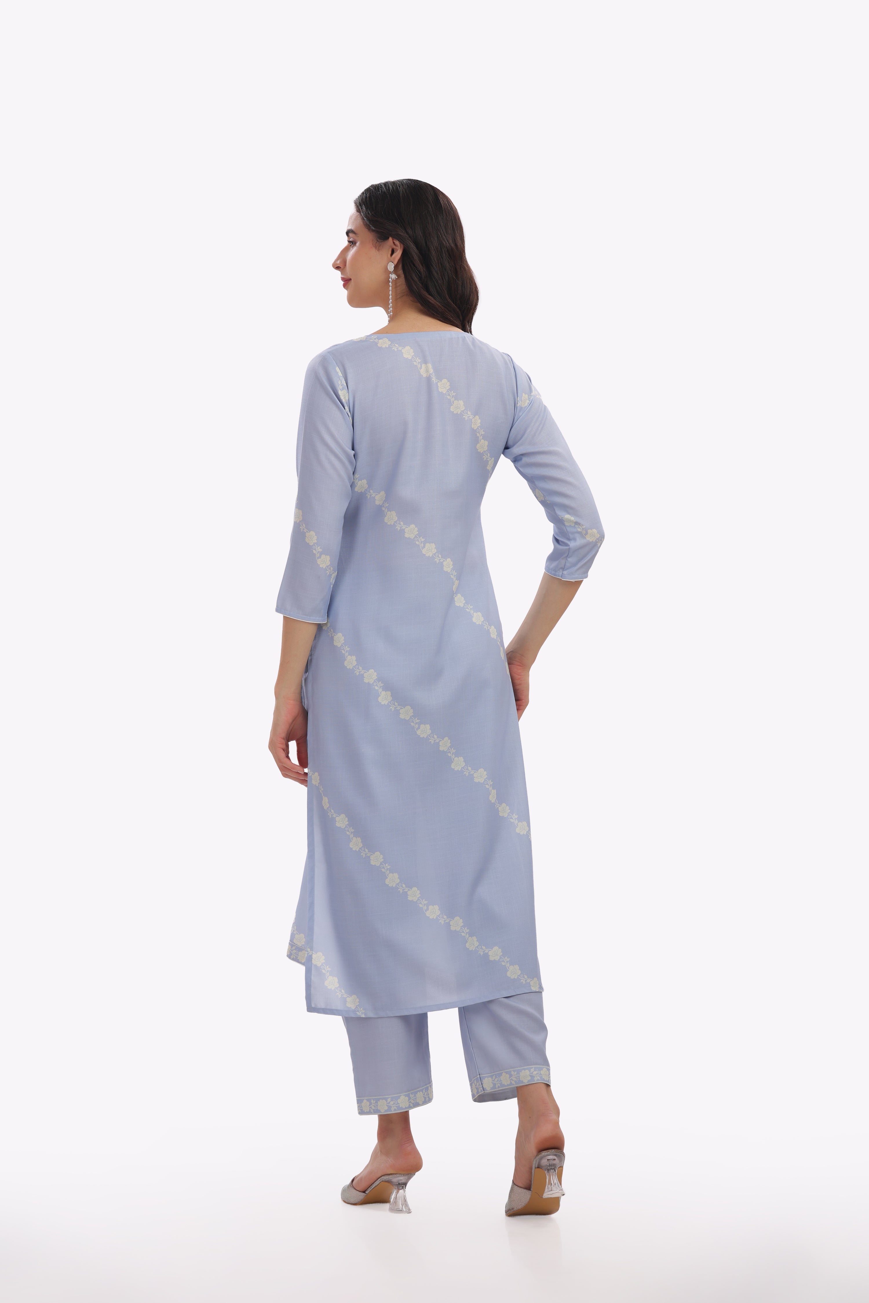 Light Blue Floral Printed Kurta