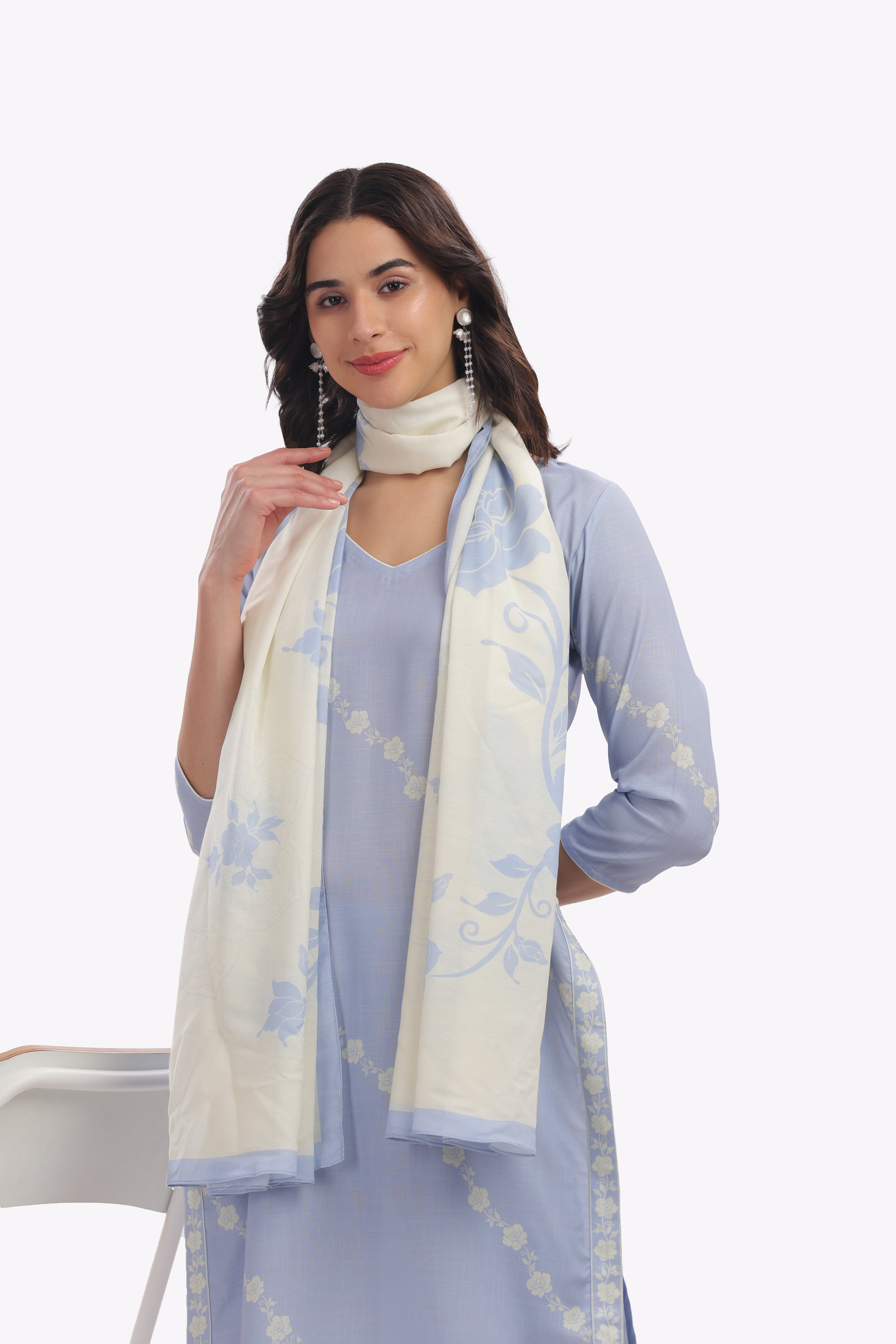 Light Blue Floral Printed Kurta