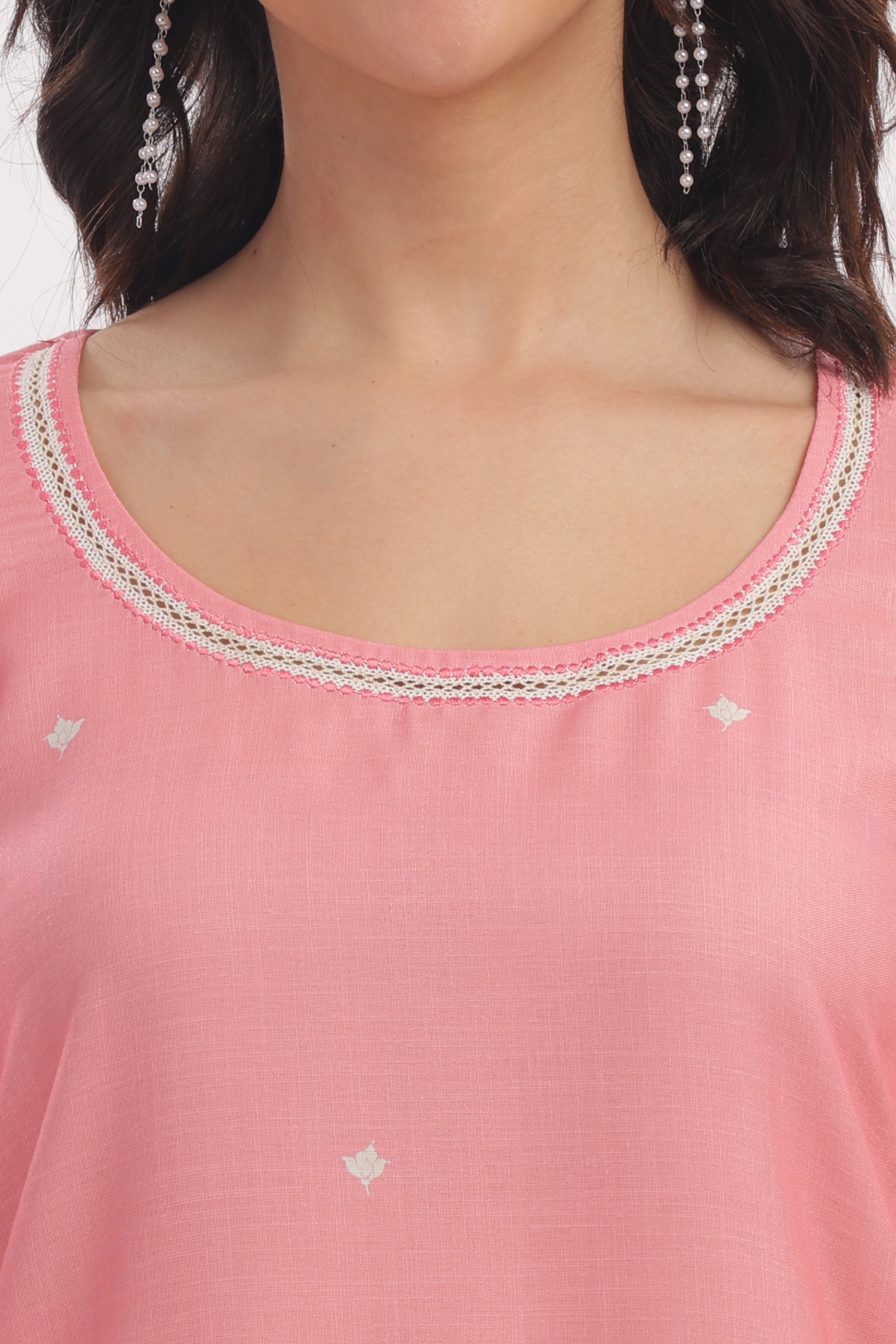 Peach Floral Printed Kurta