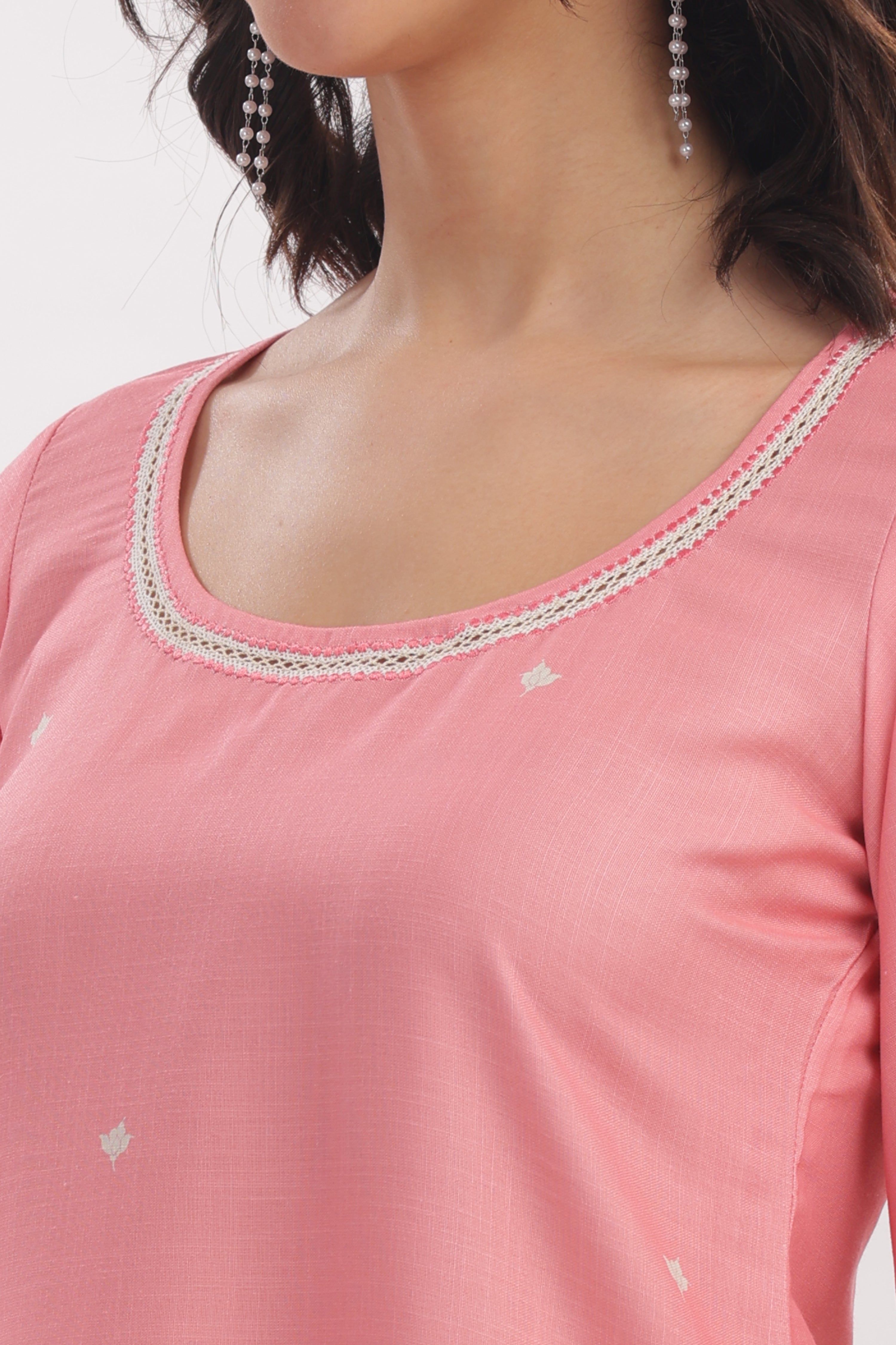 Peach Floral Printed Kurta