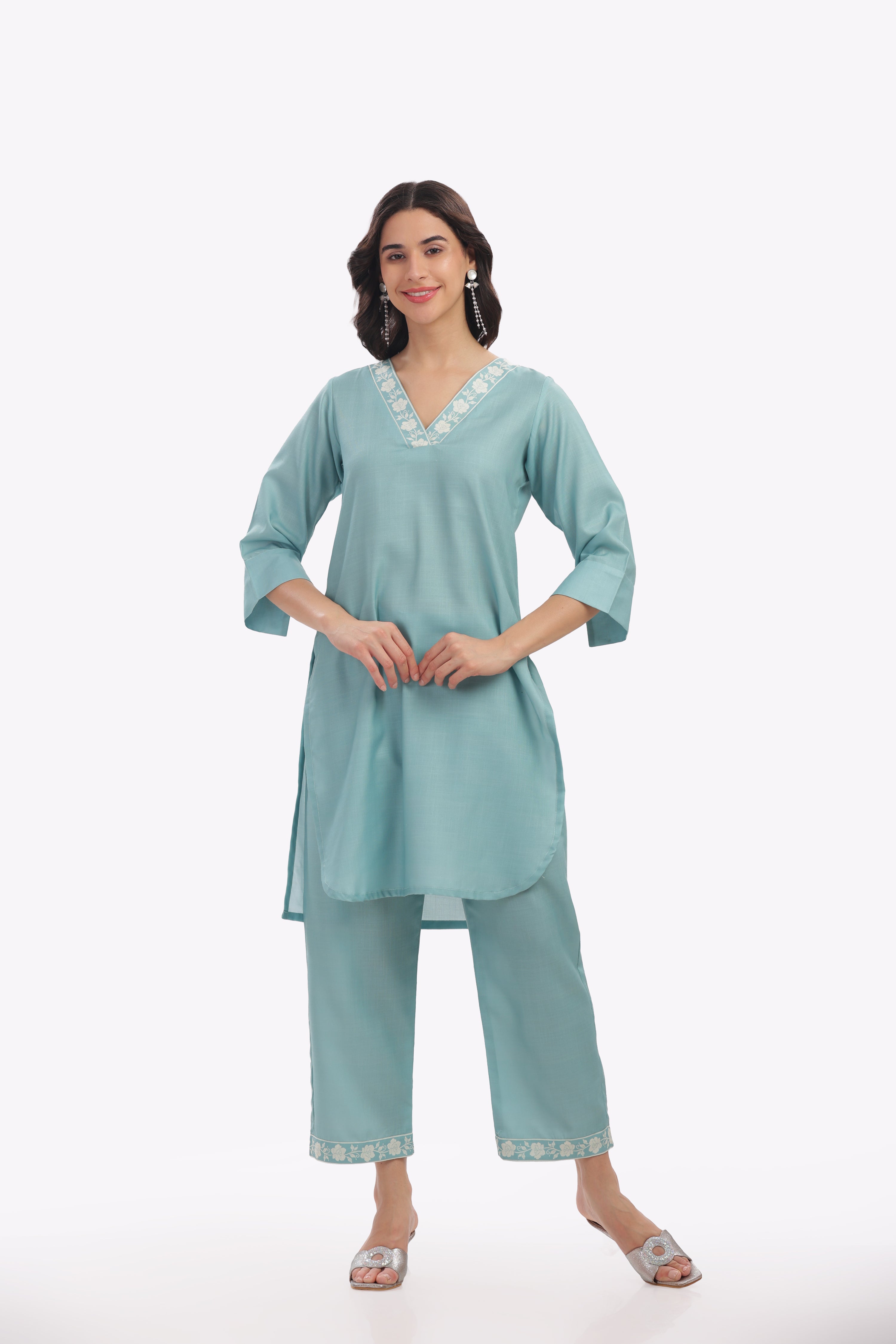 Light Teal Short Kurta