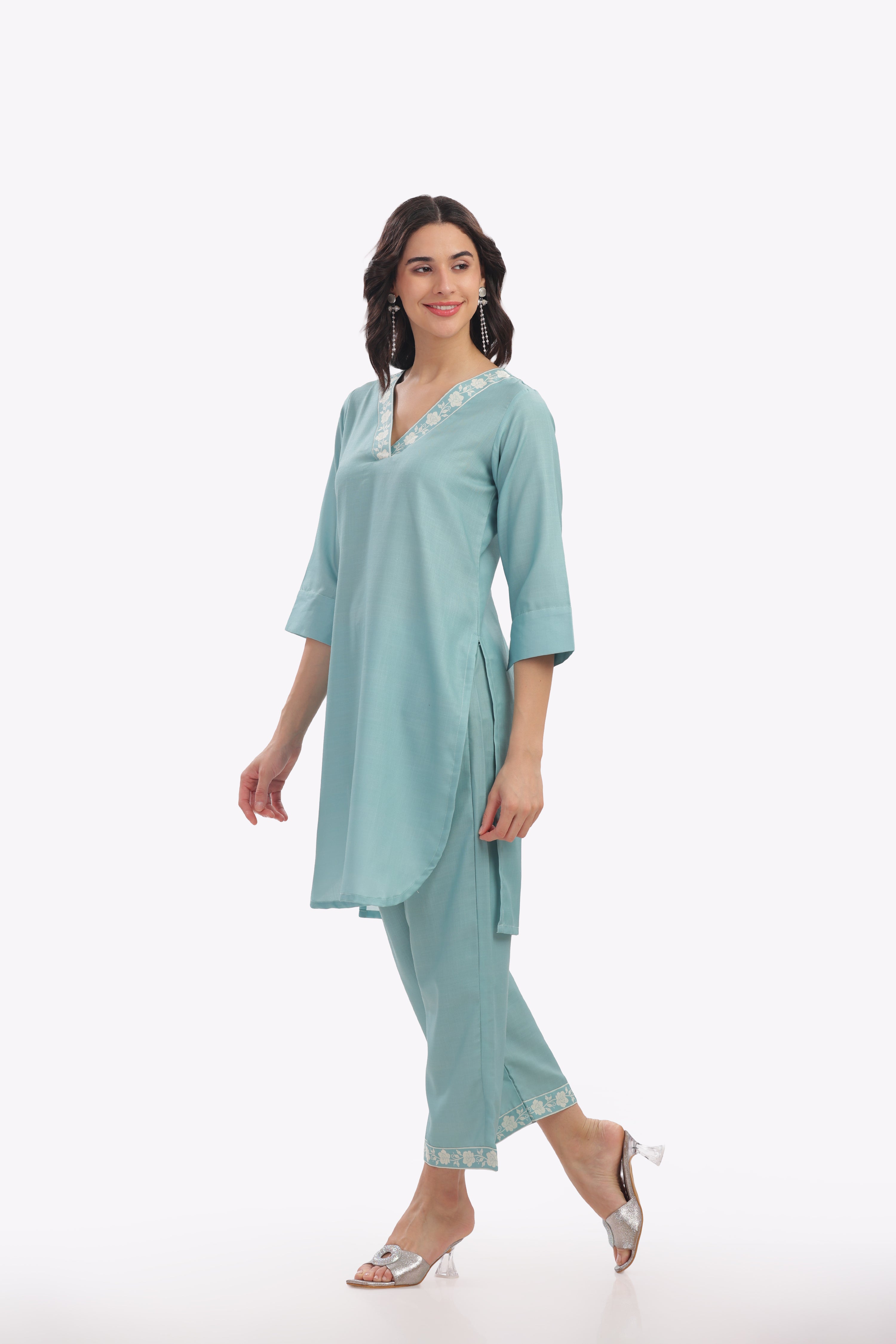 Light Teal Short Kurta