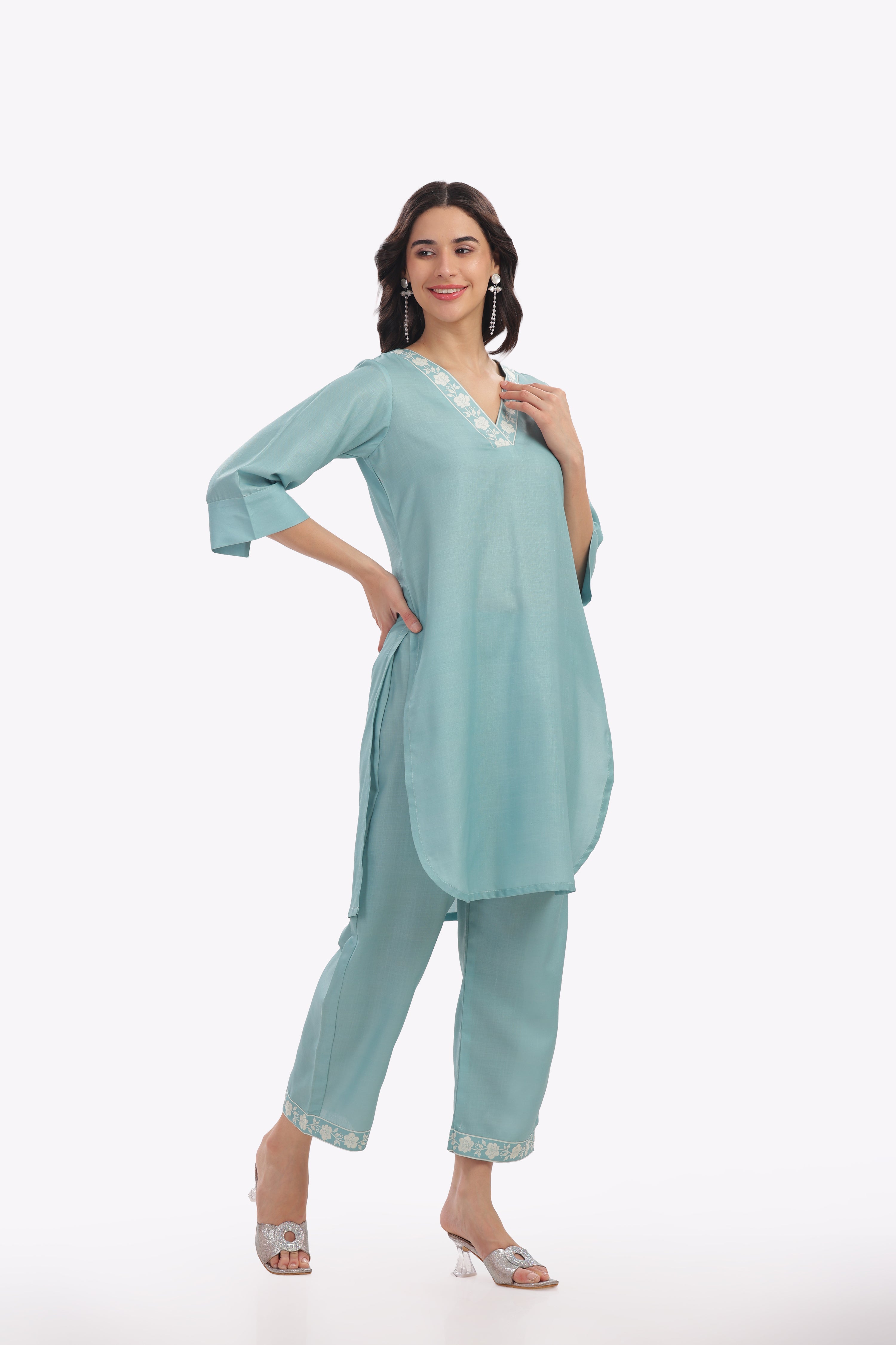 Light Teal Short Kurta