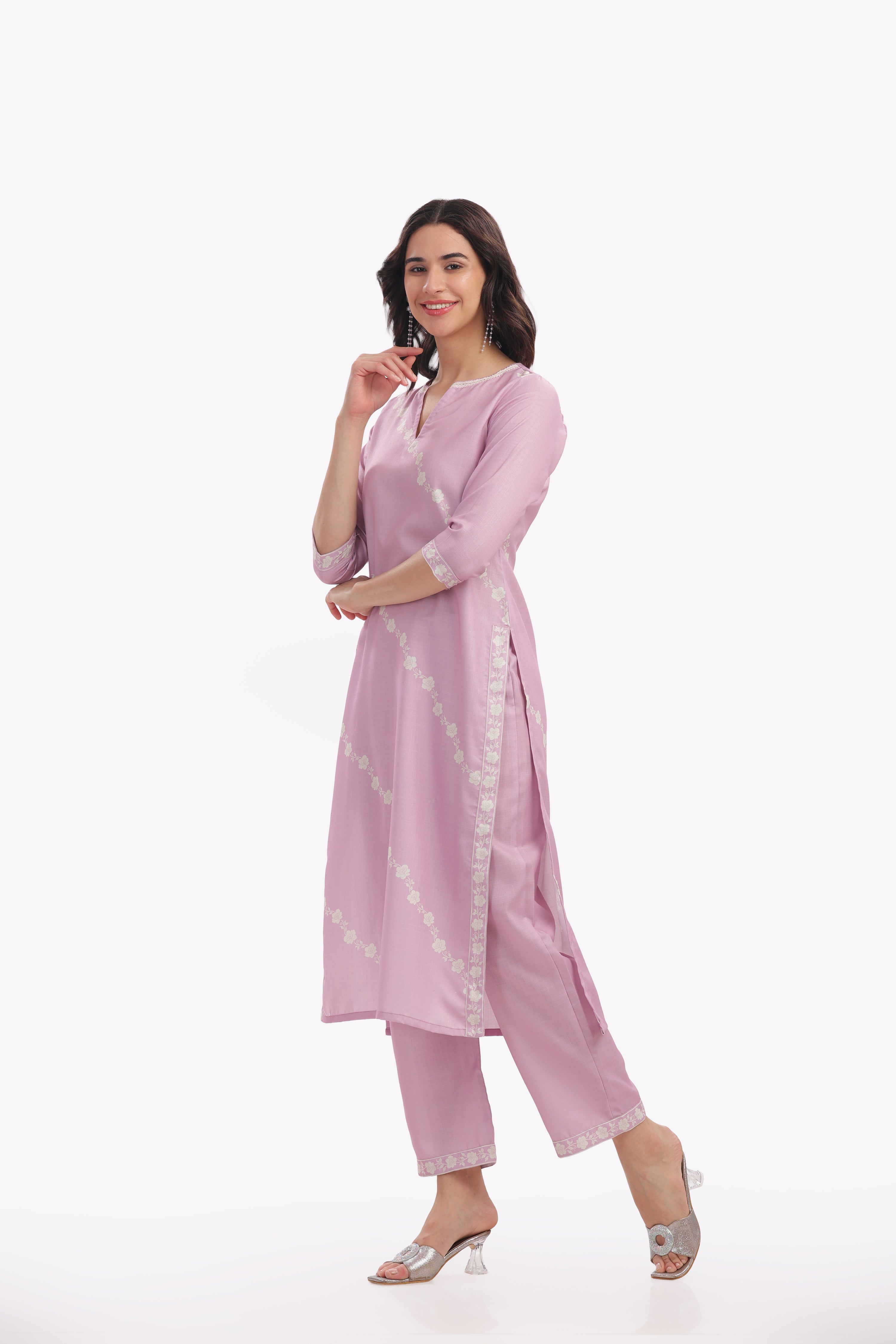 Pink Floral Printed Kurta