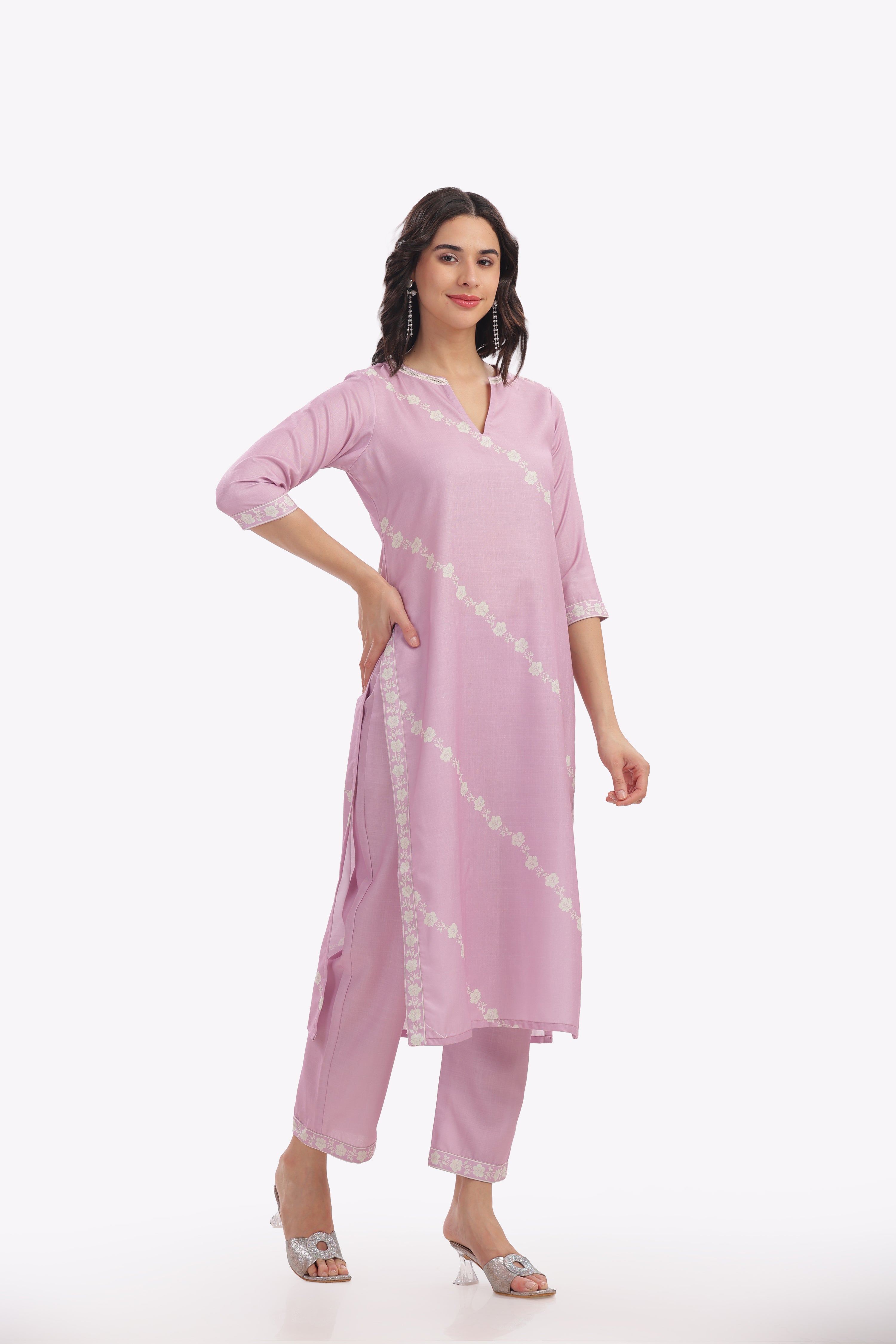 Pink Floral Printed Kurta