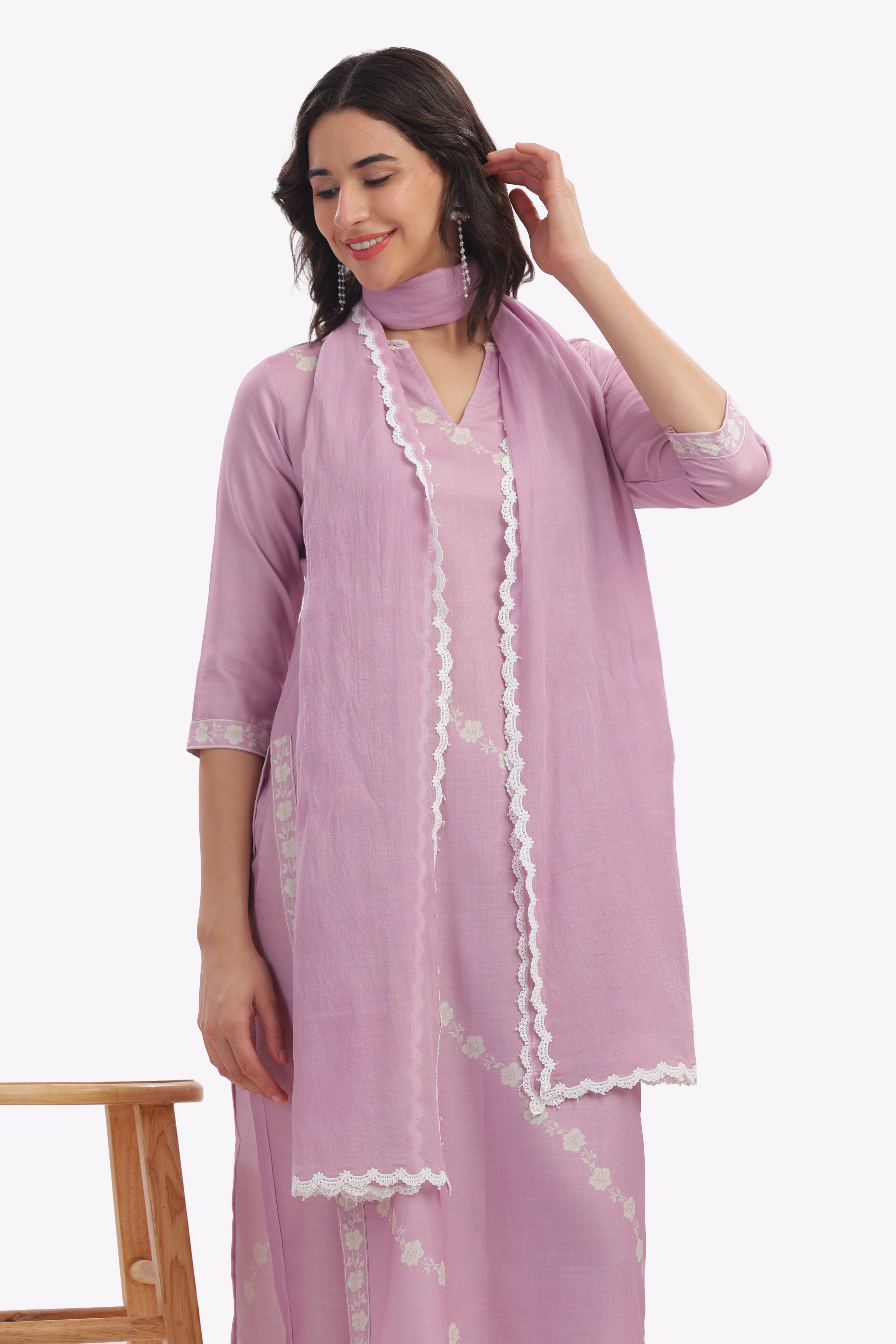 Pink Floral Printed Kurta