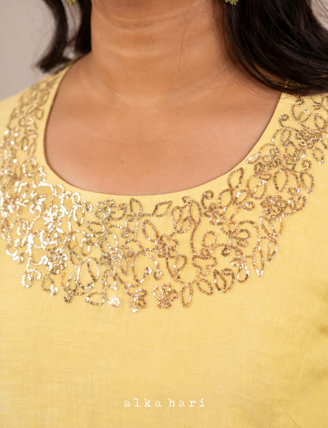 Yellow Mukaish Embroidered Chanderi Silk Kurta
