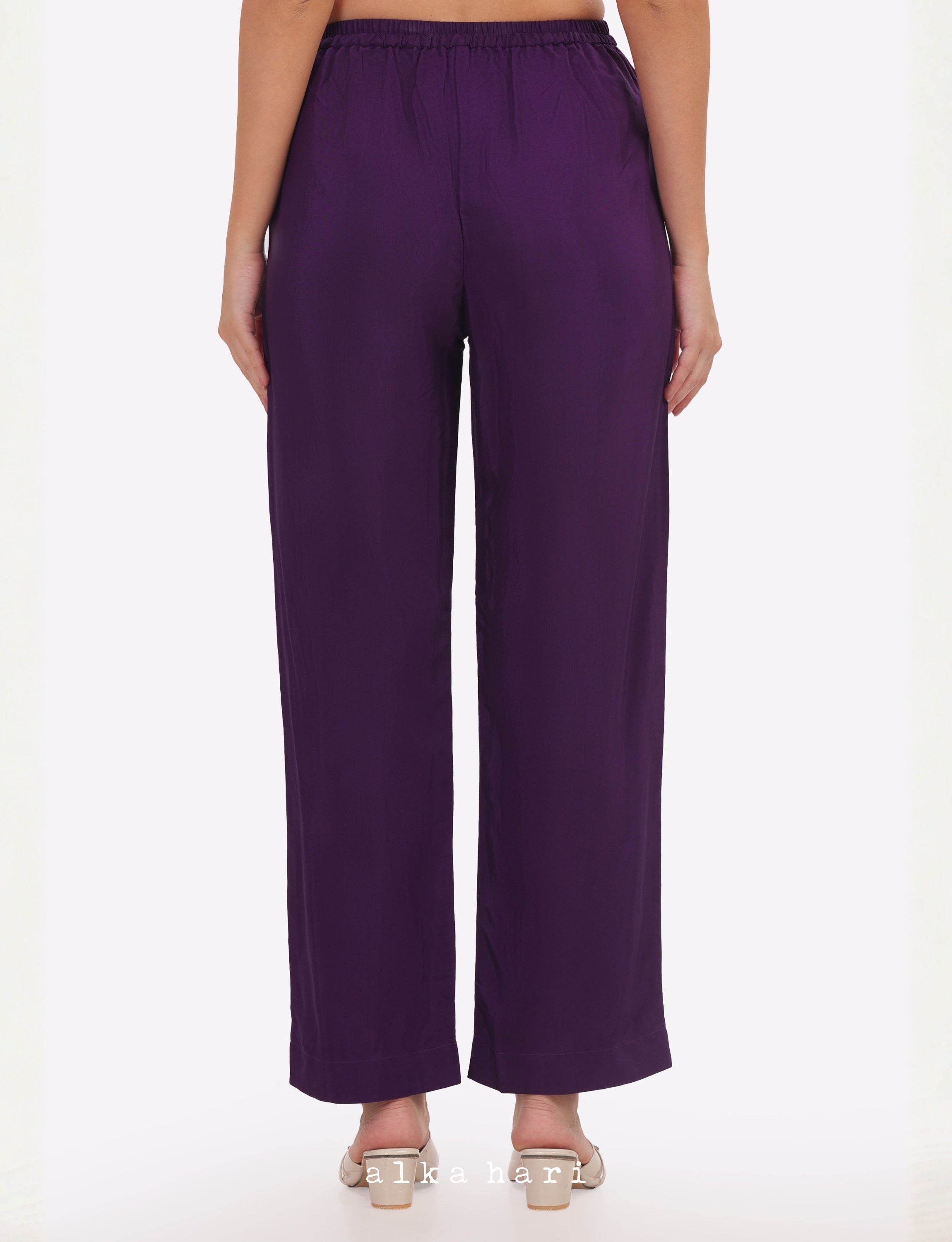Violet Silk Palazzo Pants