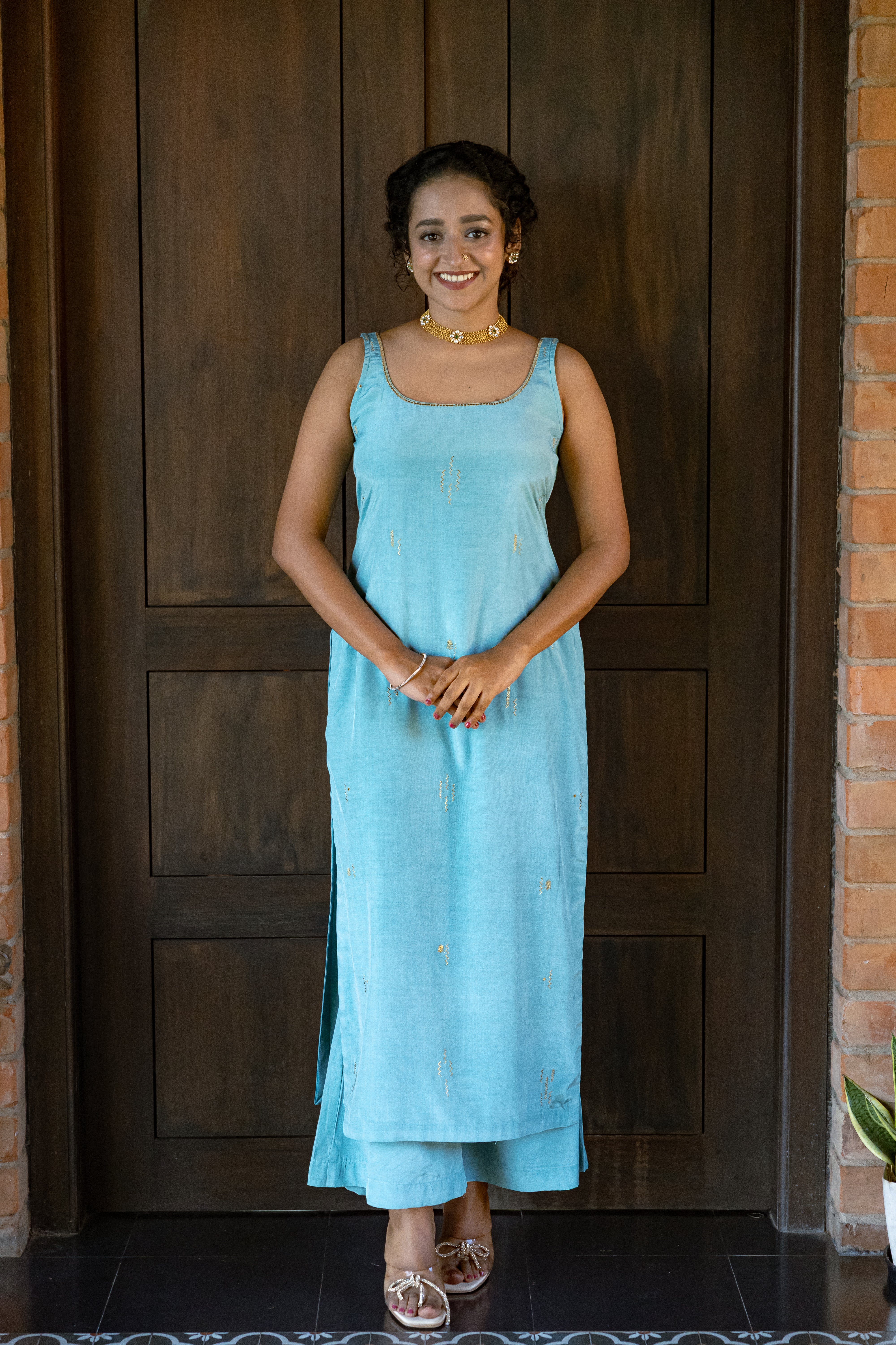 Powder Blue Embroidered Kurta