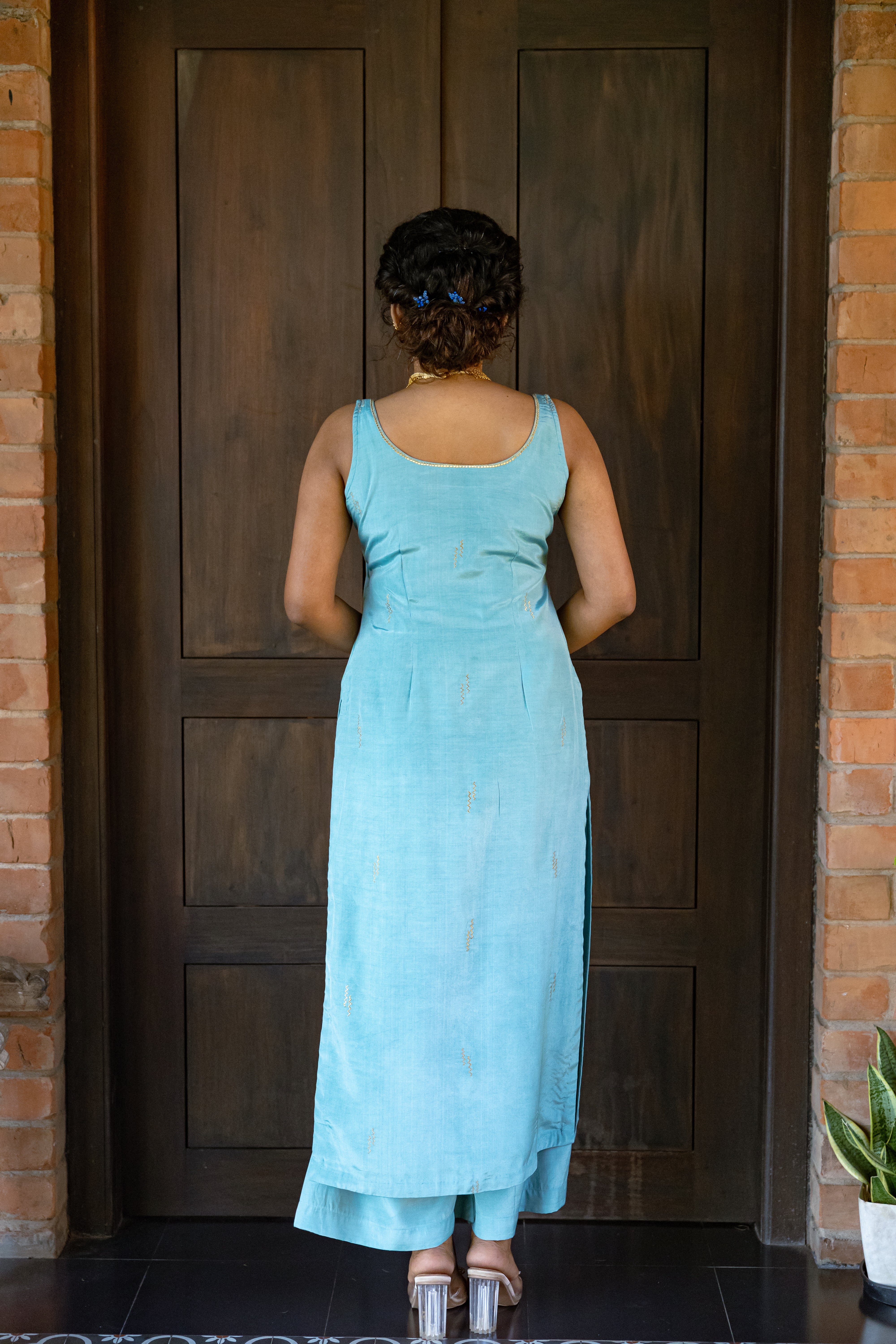 Powder Blue Embroidered Kurta