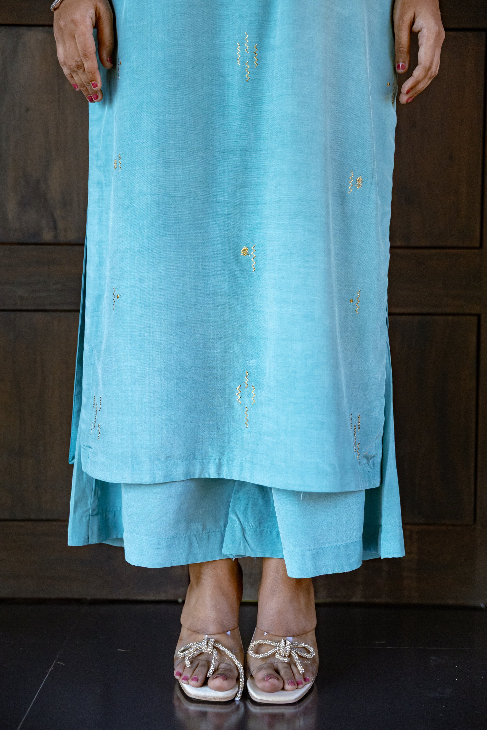 Powder Blue Embroidered Kurta