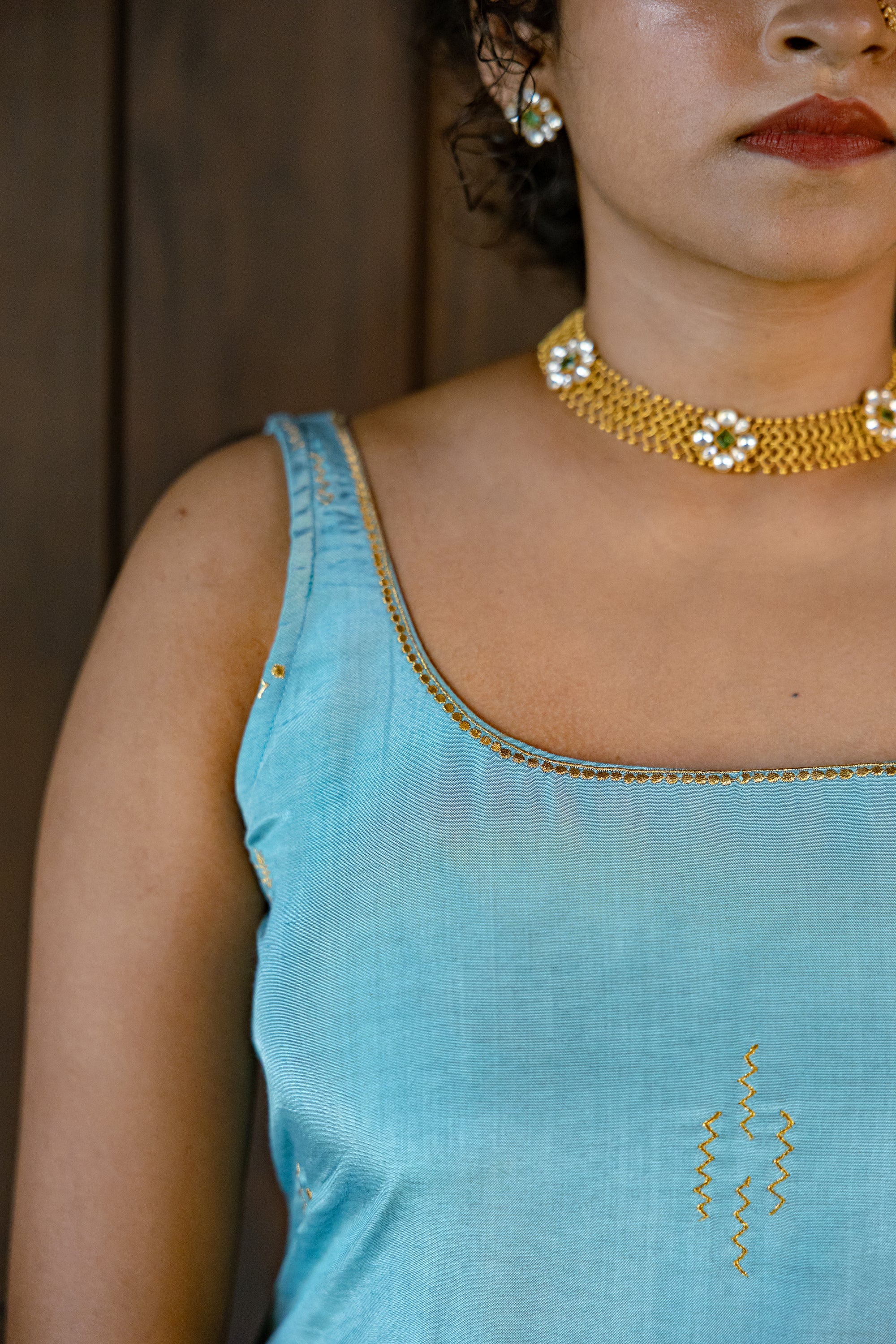 Powder Blue Embroidered Kurta