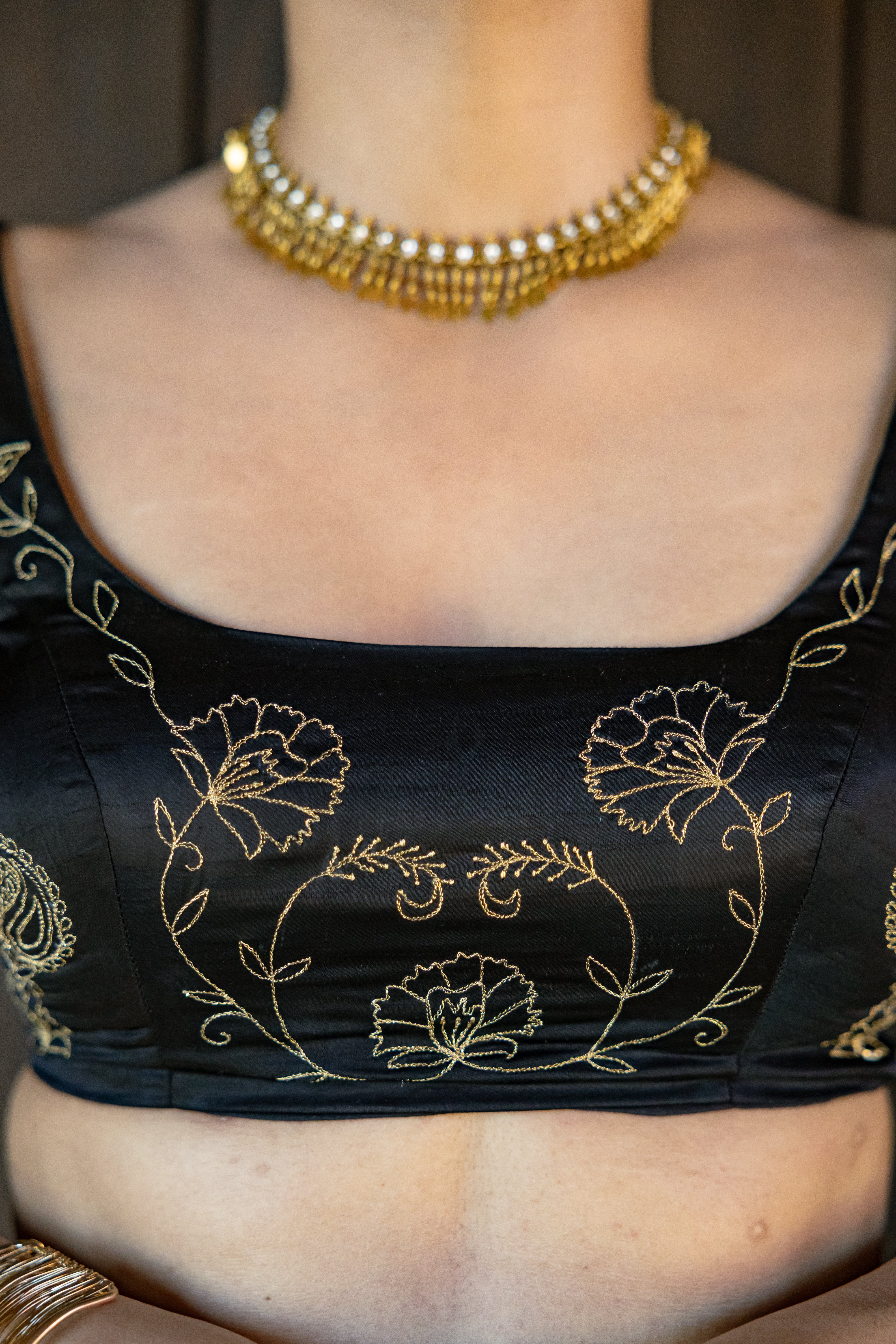 Black and Gold Embroidered Lehenga Set