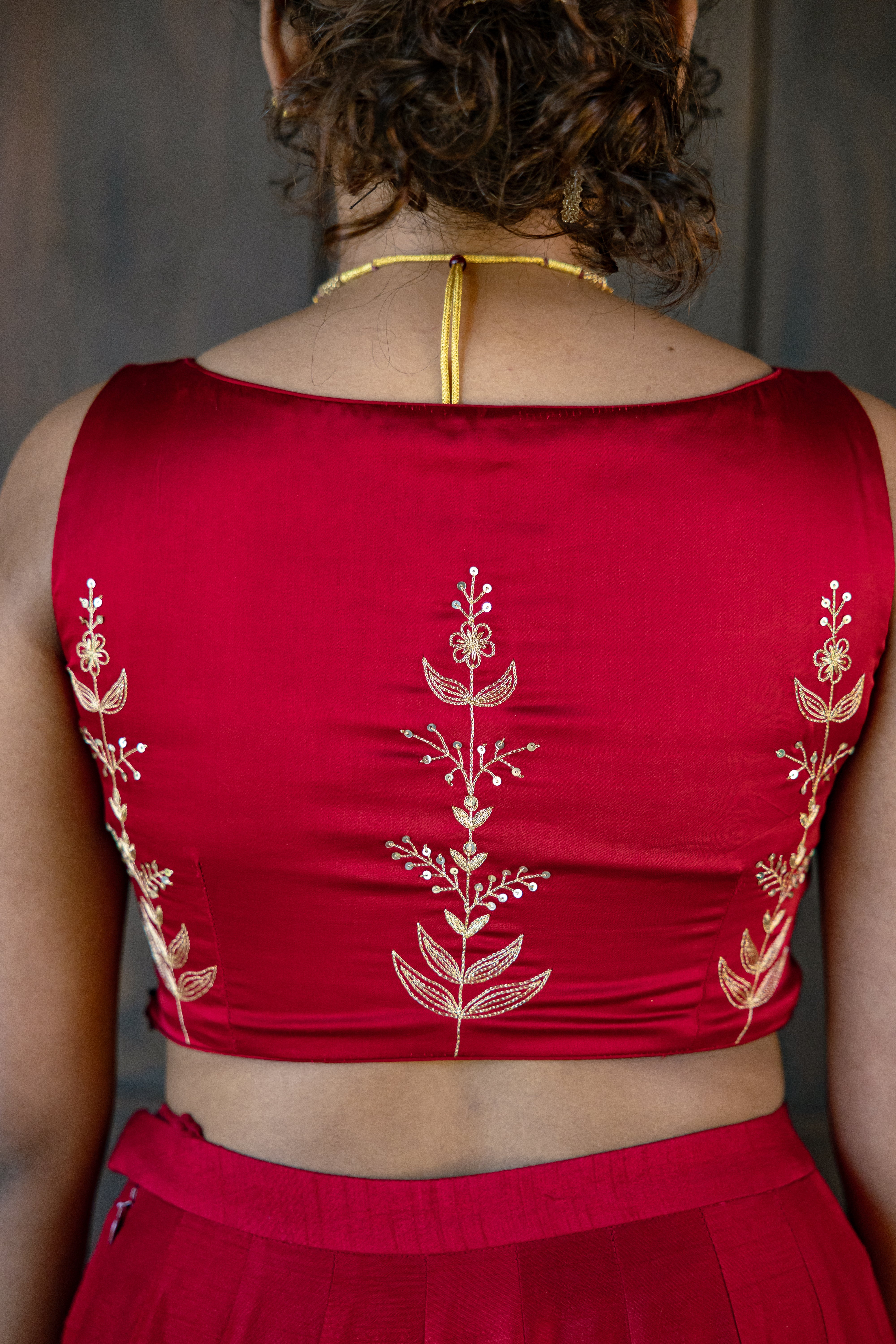 Red and Gold Embroidered Lehenga