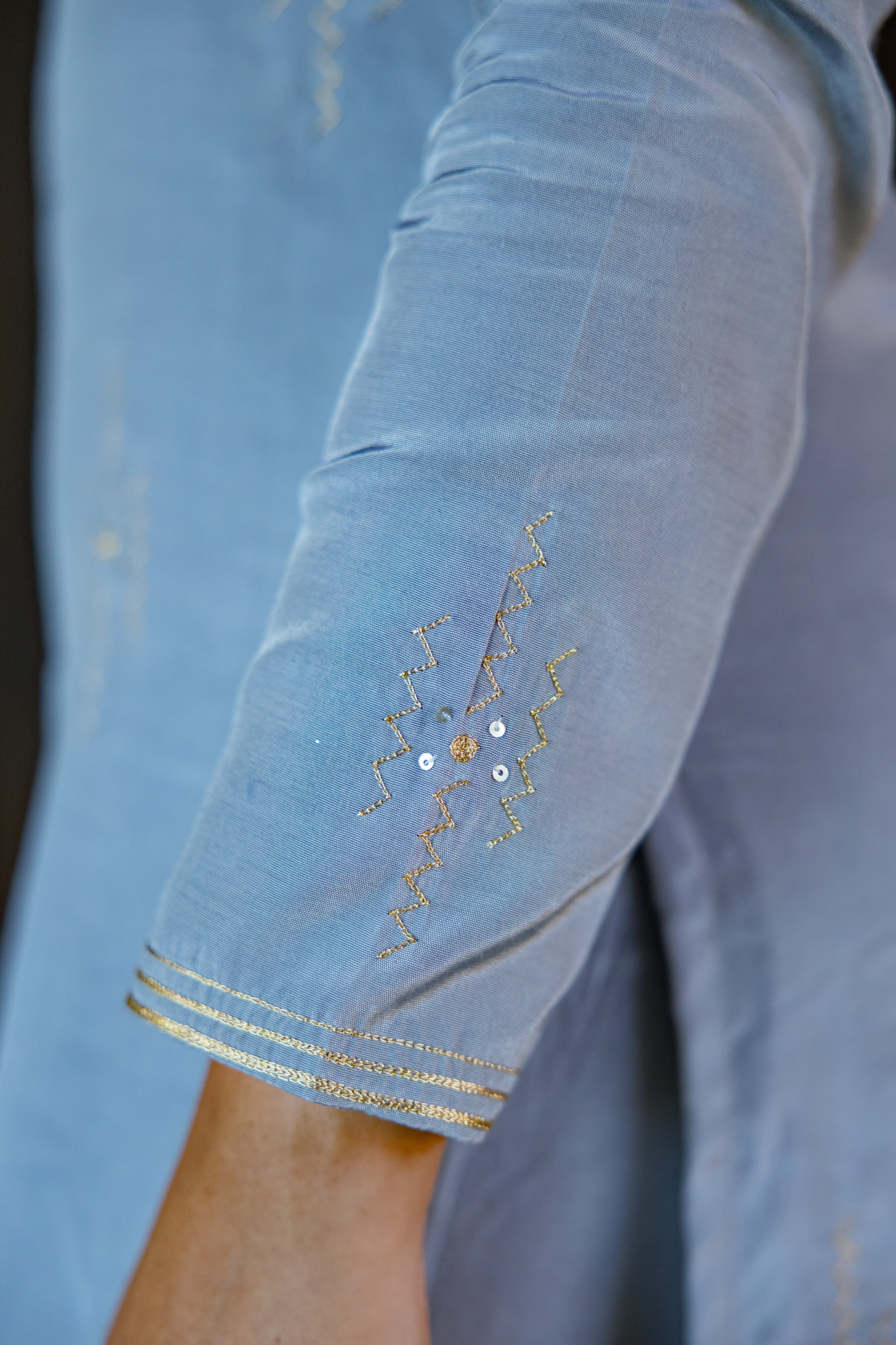 Light Grey Embroidered Kurta