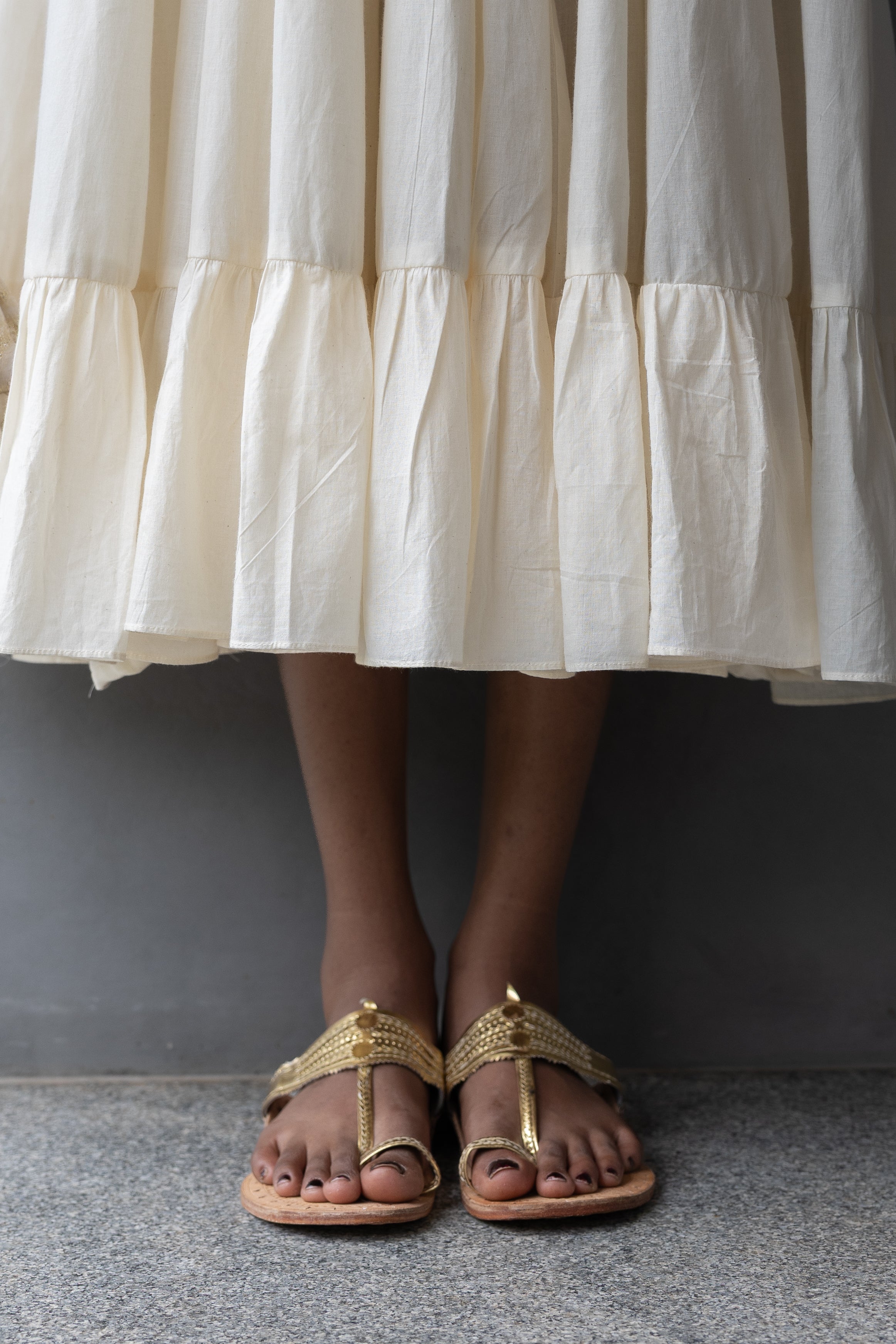 Panelled Dress with Embroidered Belt