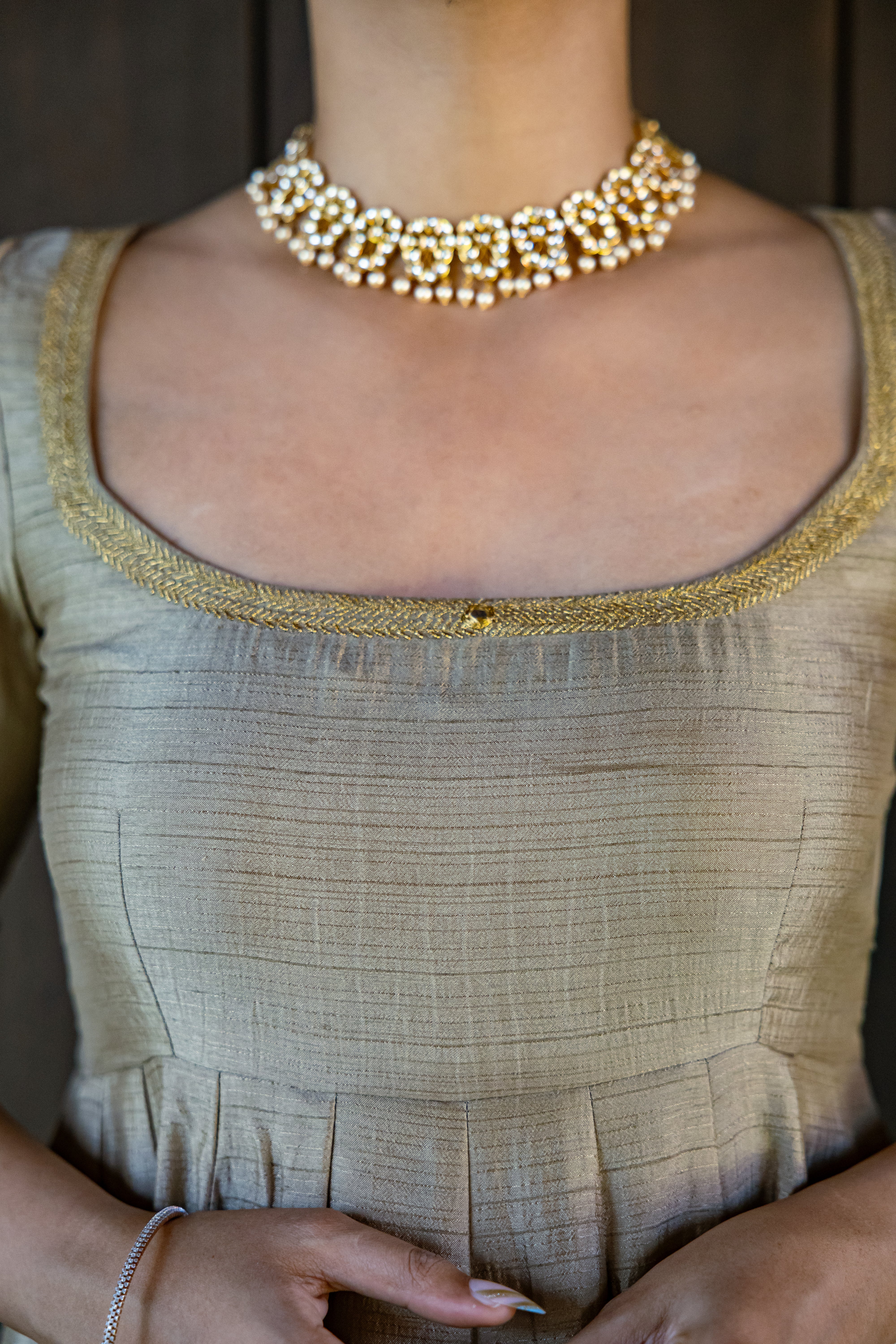 Bronze Emrbroidered Anarkali