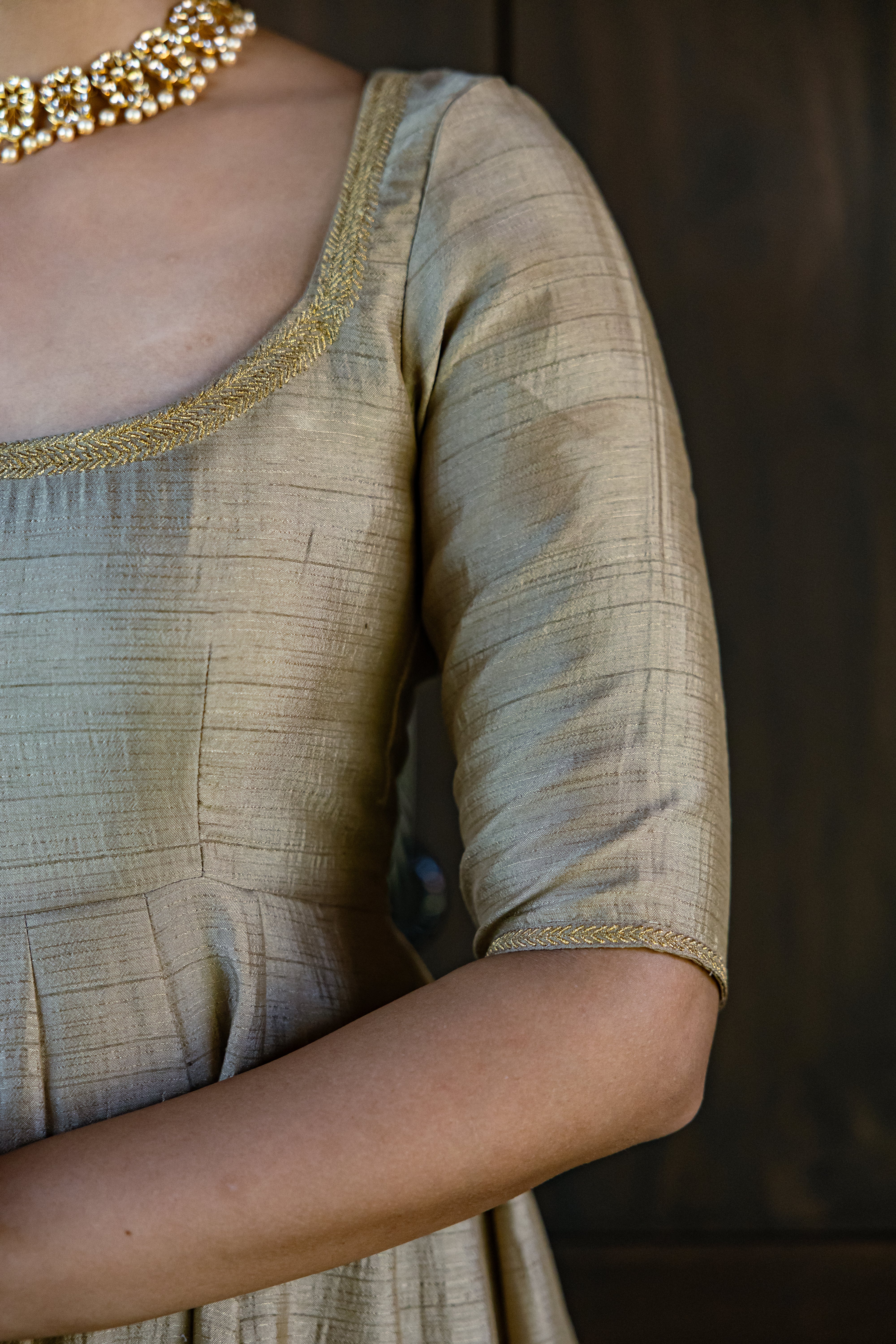 Bronze Emrbroidered Anarkali