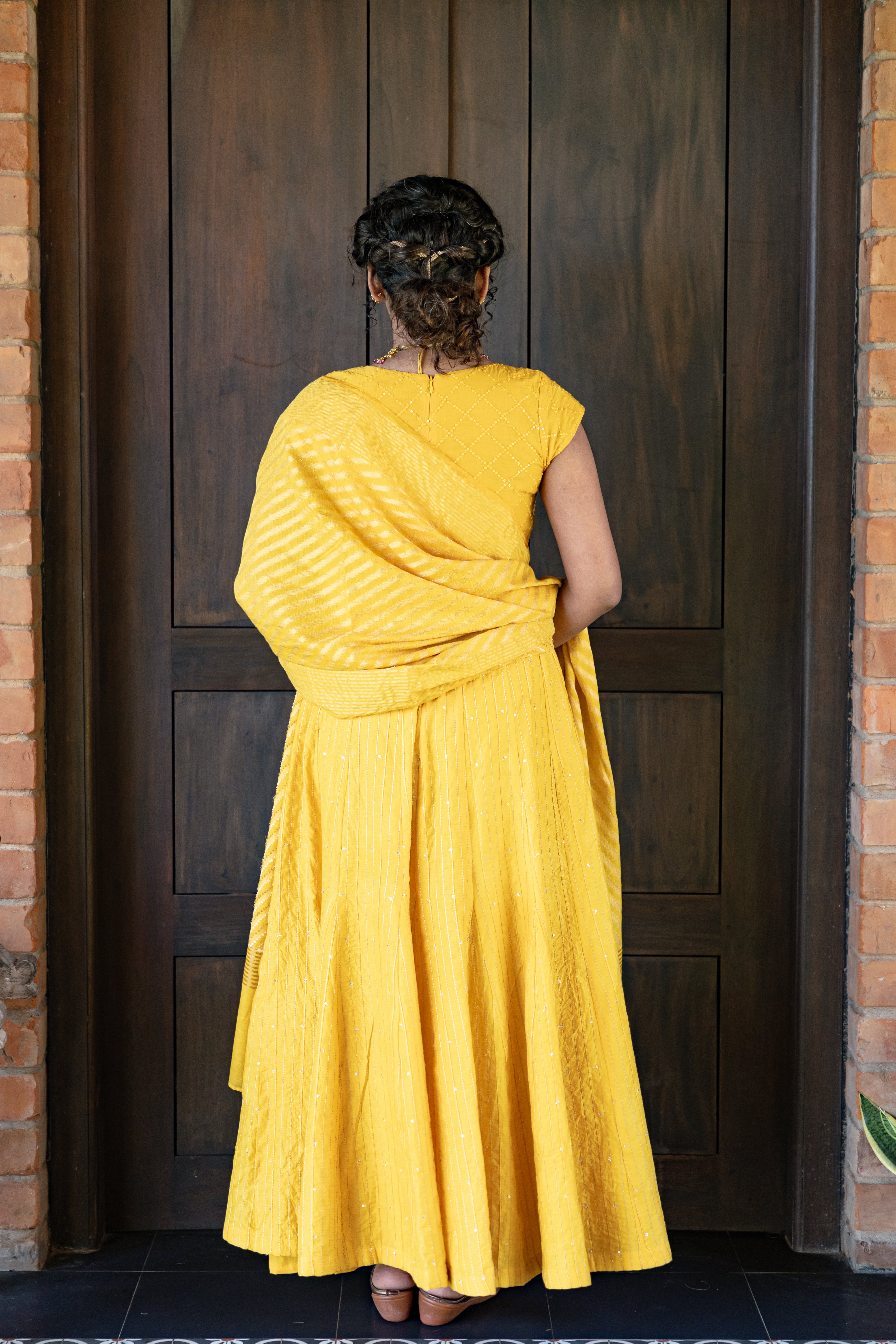 Mustard Yellow Embroidered Anarkali