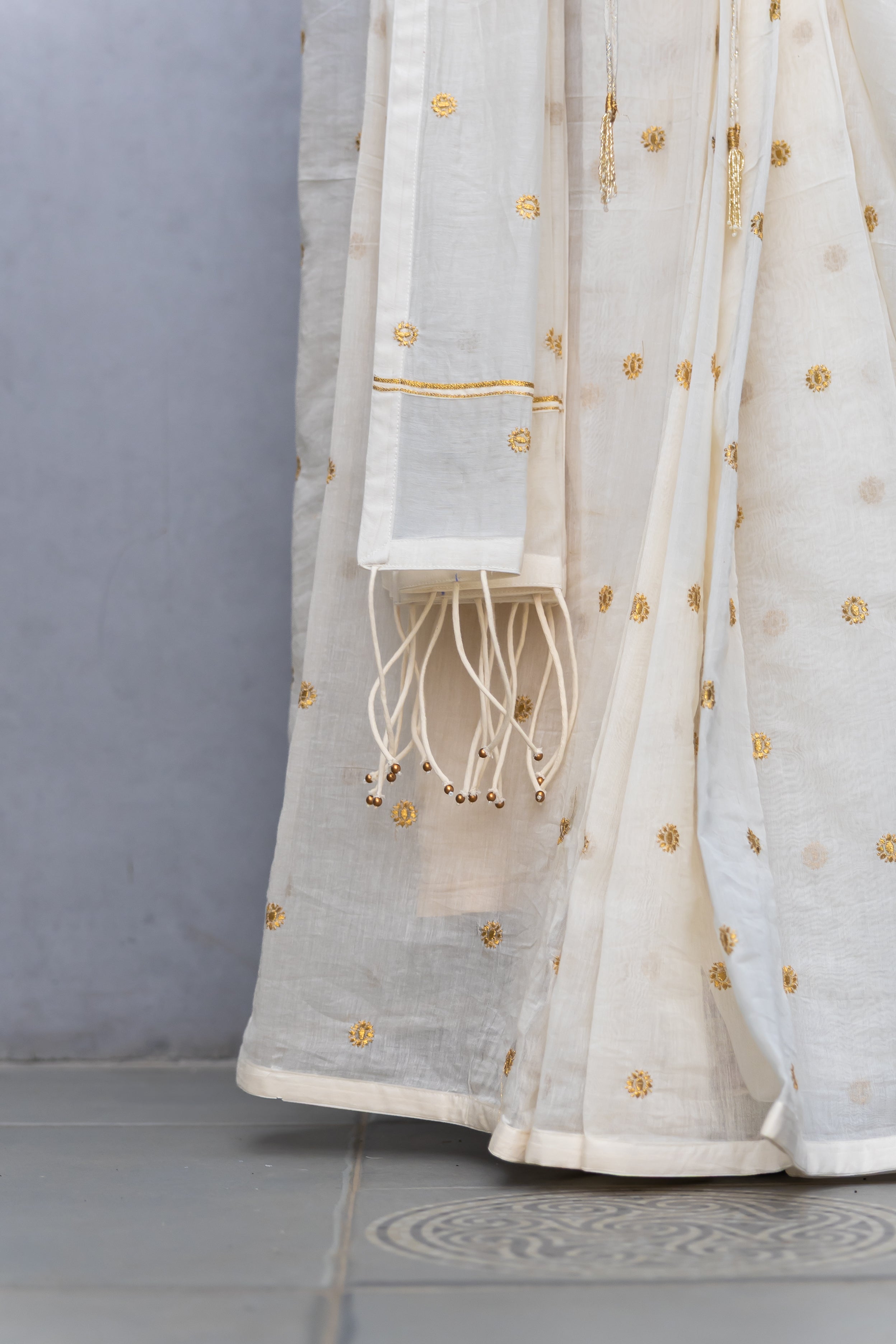 Silk Saree with Embroidered Buttas