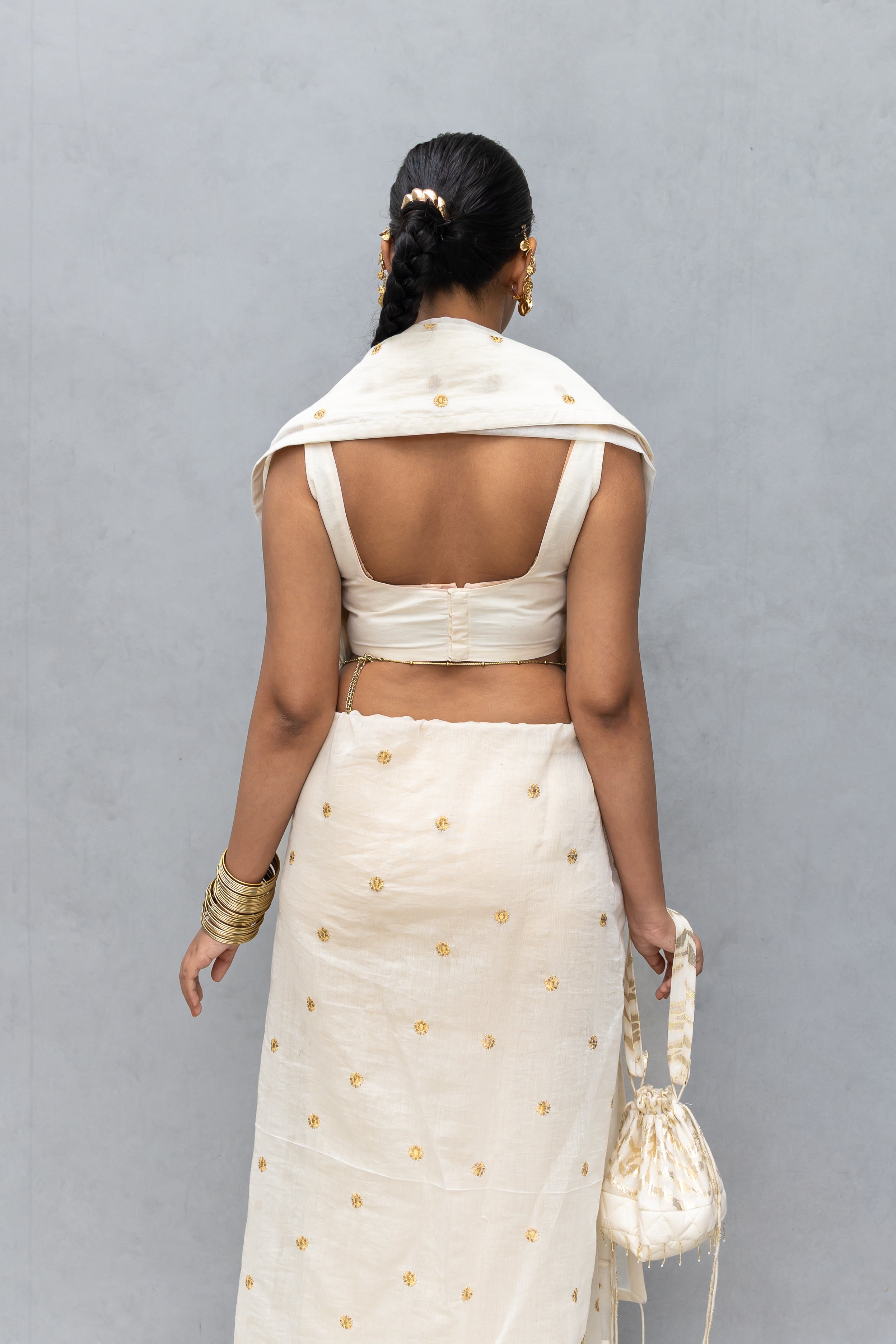 Silk Saree with Embroidered Buttas