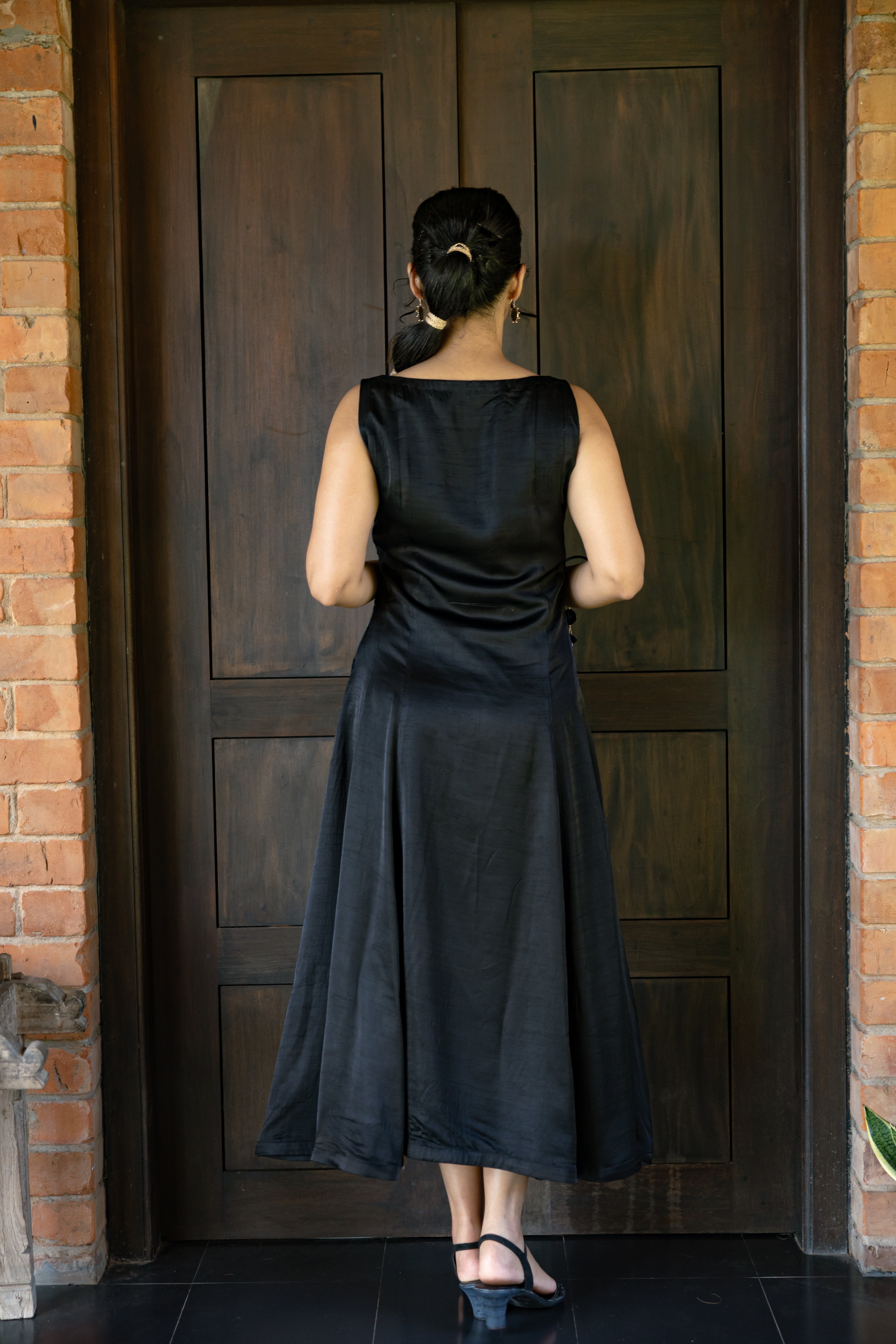 Black and Gold Embroidered Dress