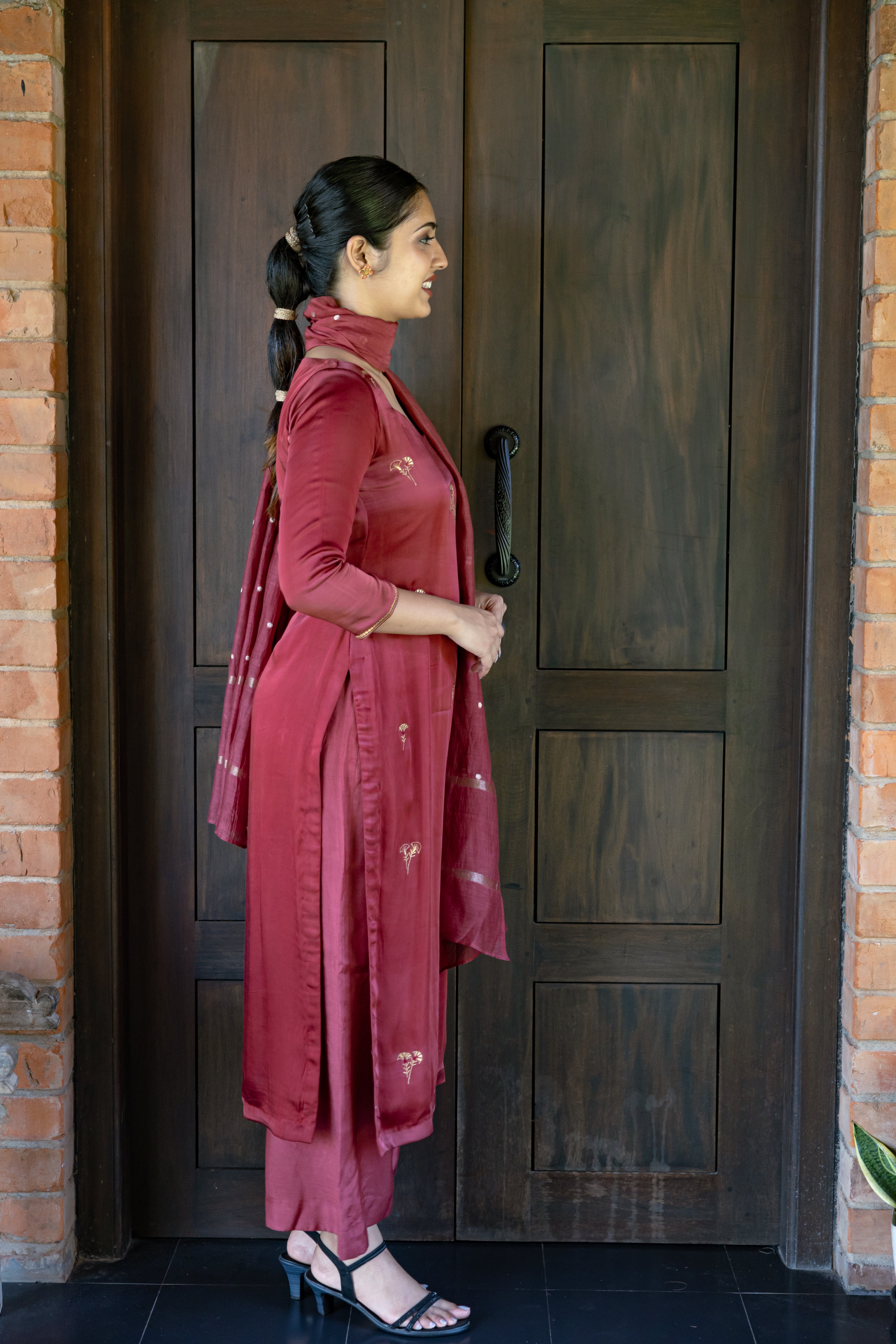 Raspberry Embroidered Kurta