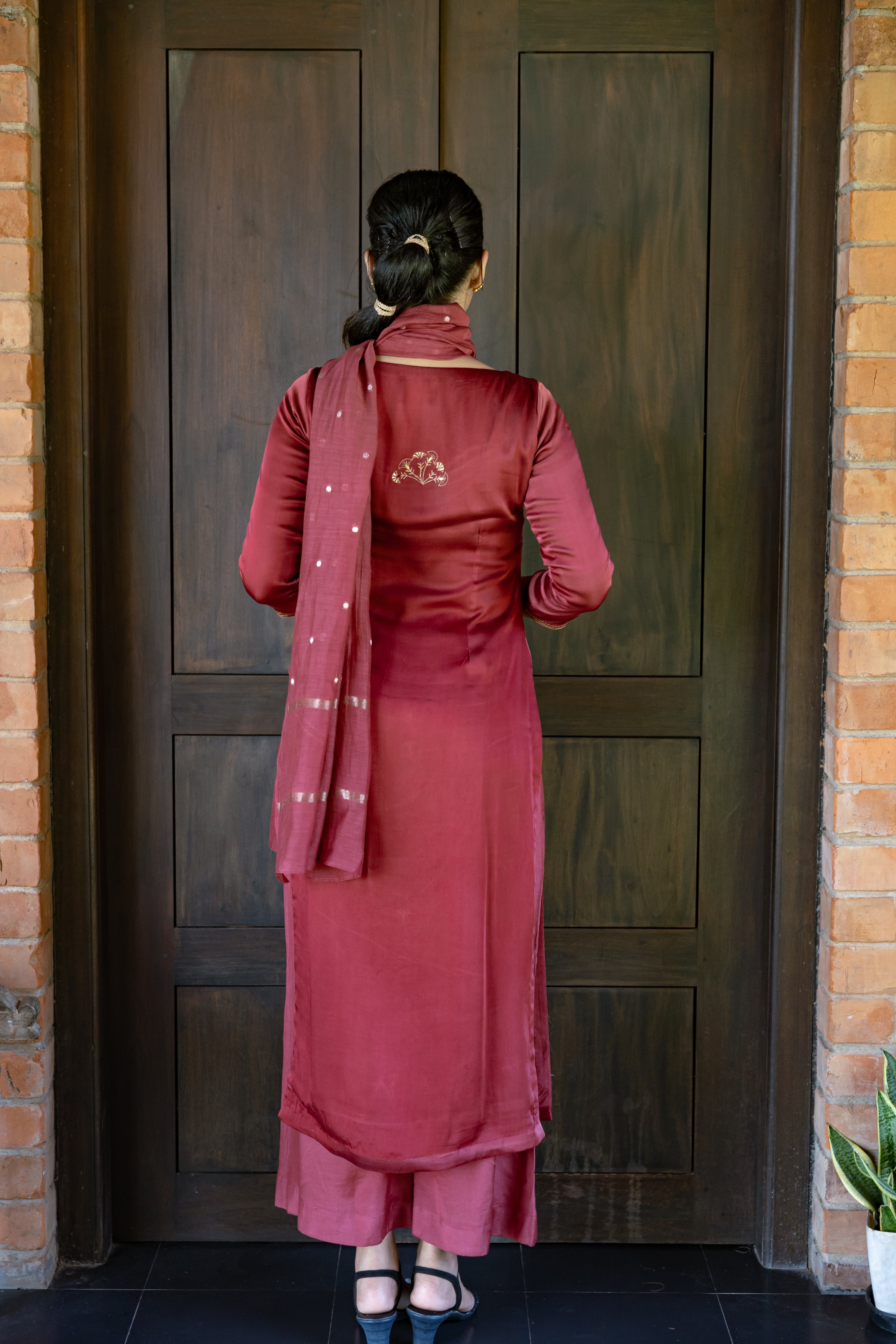 Raspberry Embroidered Kurta