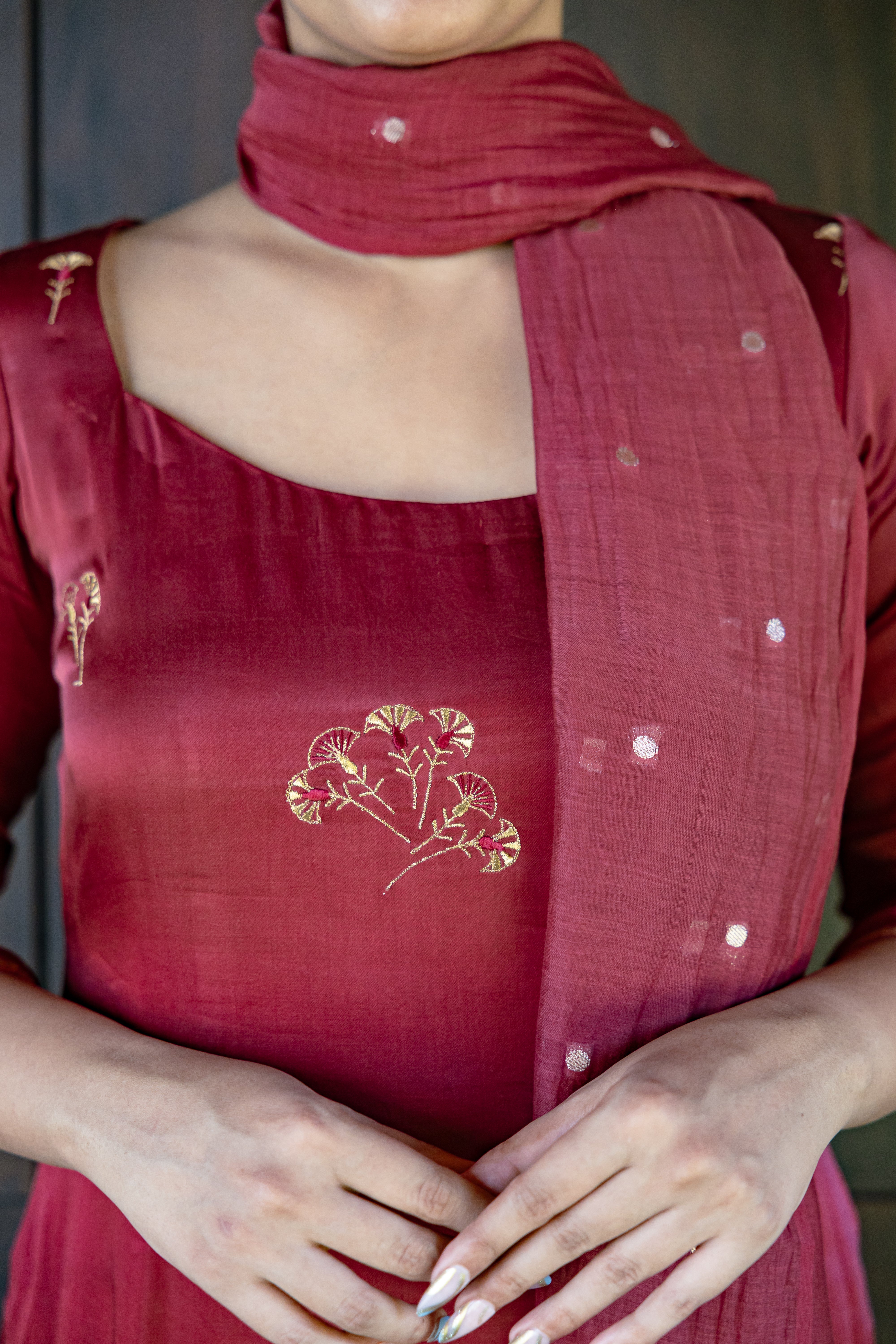 Raspberry Embroidered Kurta