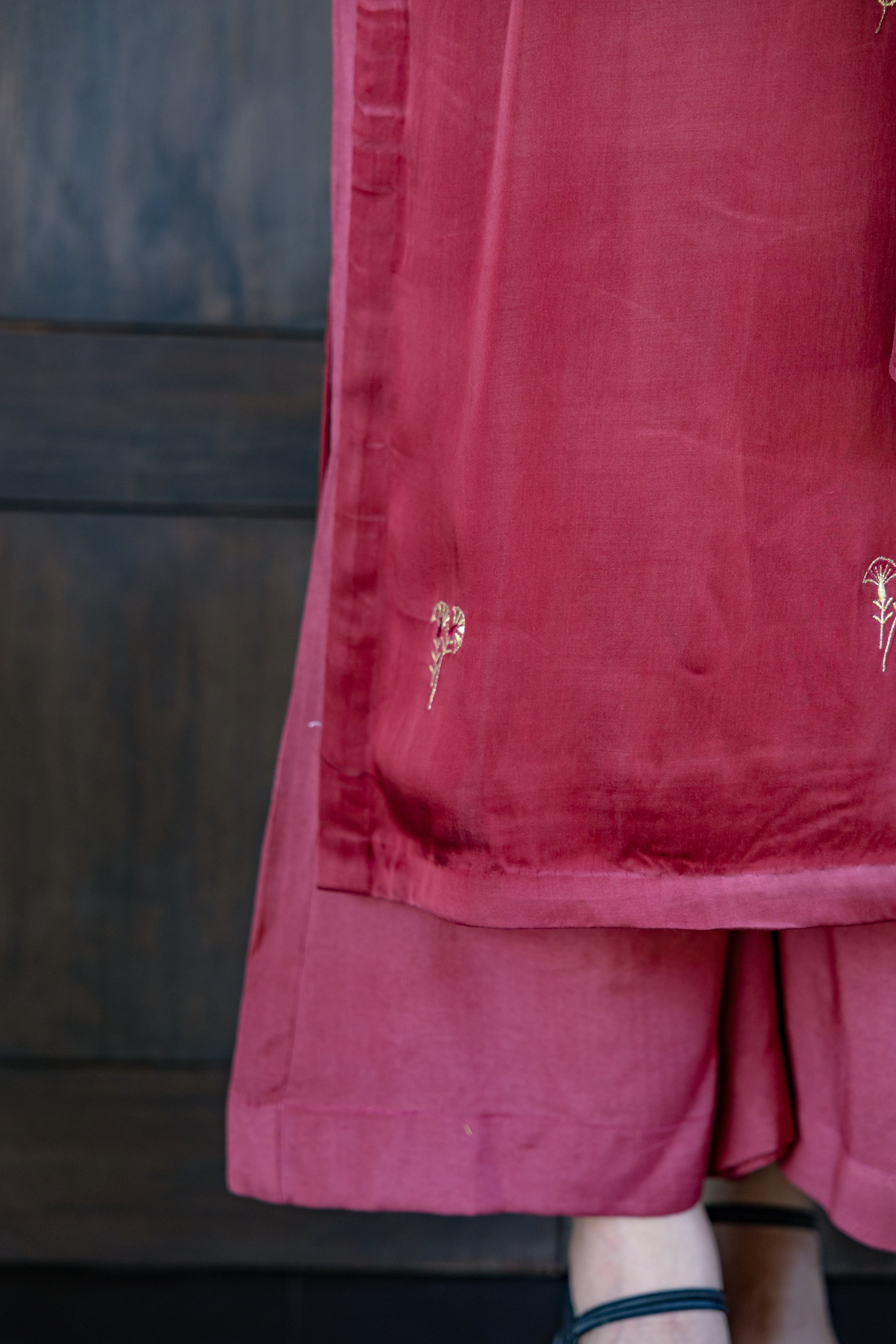 Raspberry Embroidered Kurta