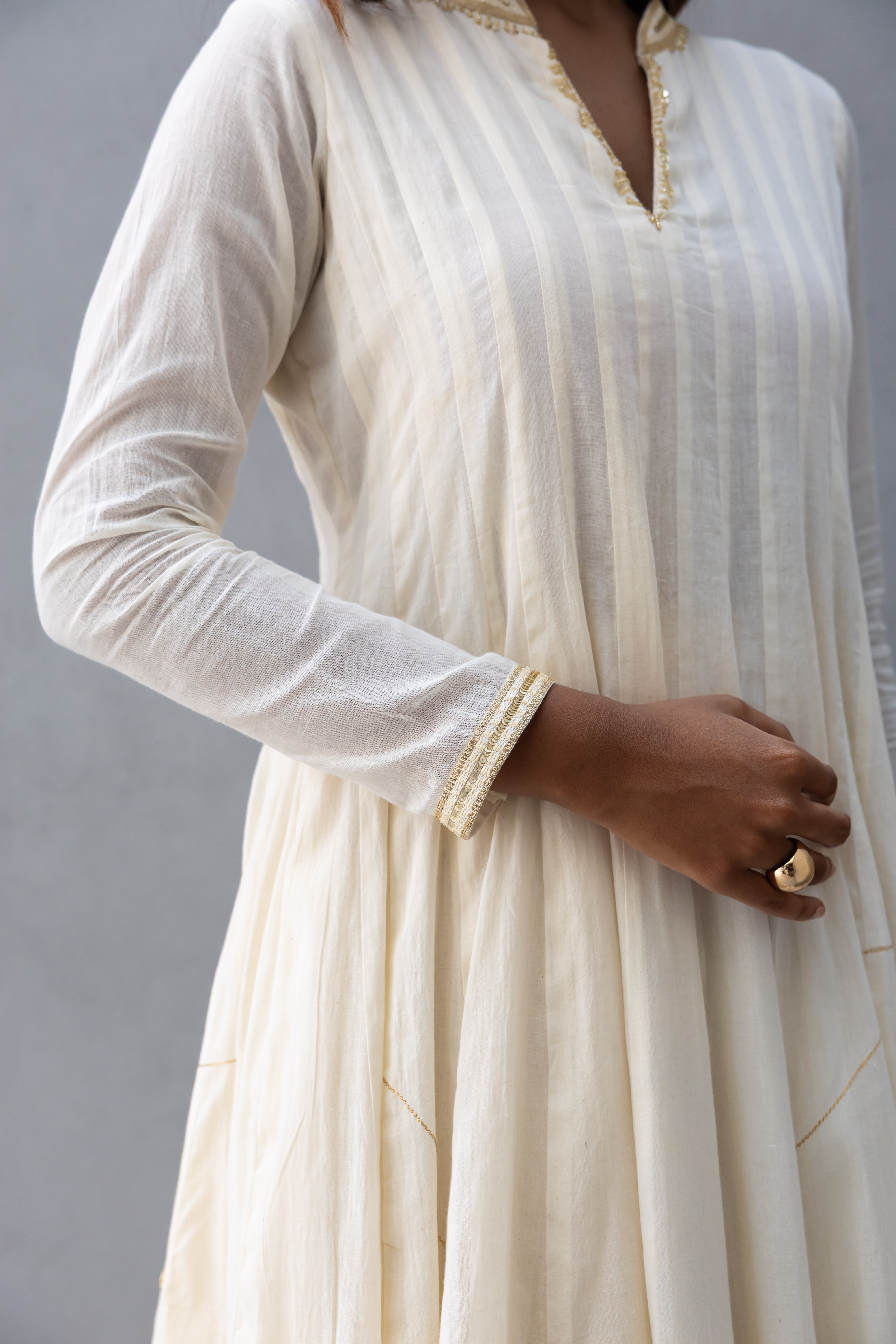 Collared Anarkali with Hand Embroidery