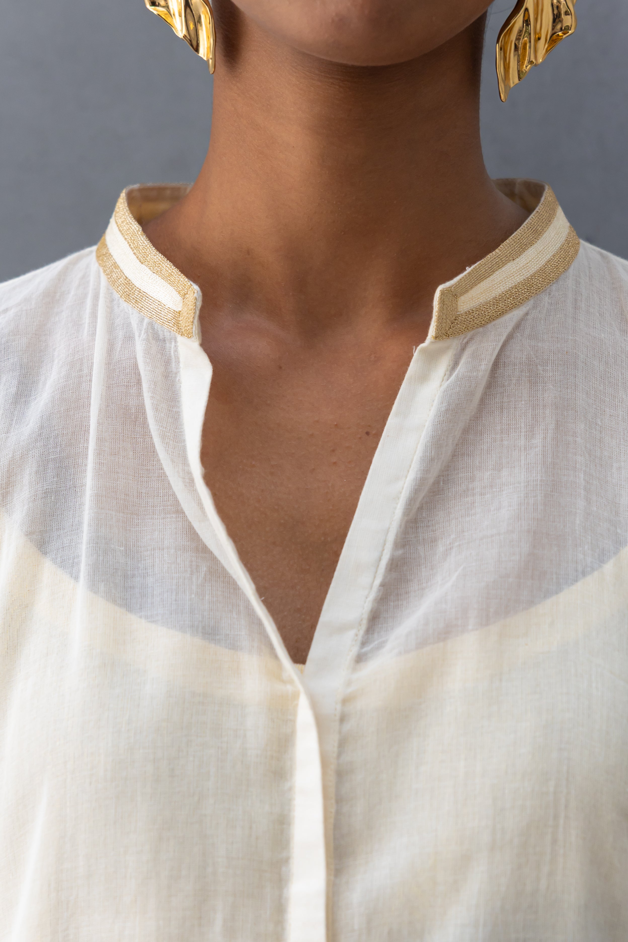 Kurta with Hand Embroidered Collar