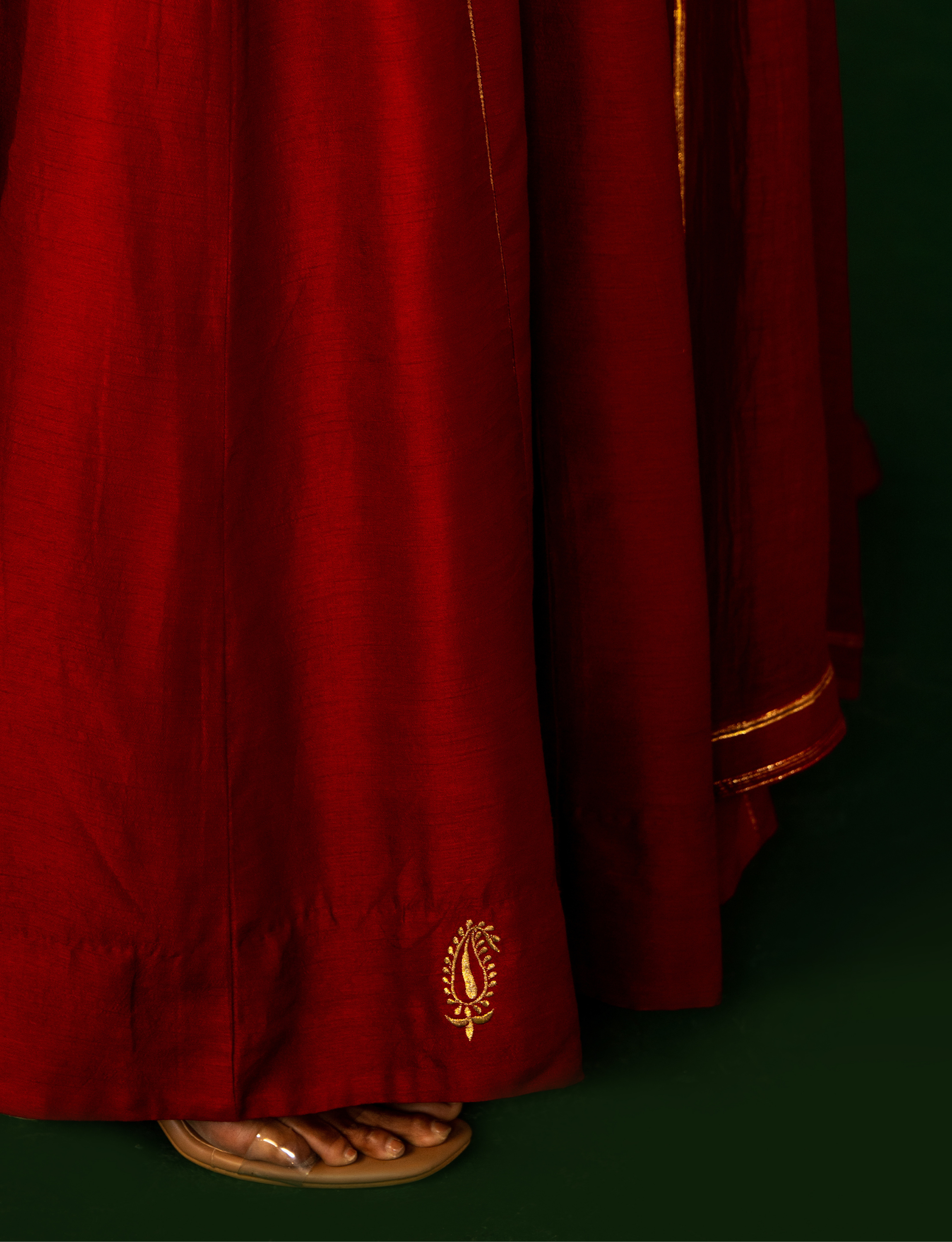 Ruby Red Silk Anarkali