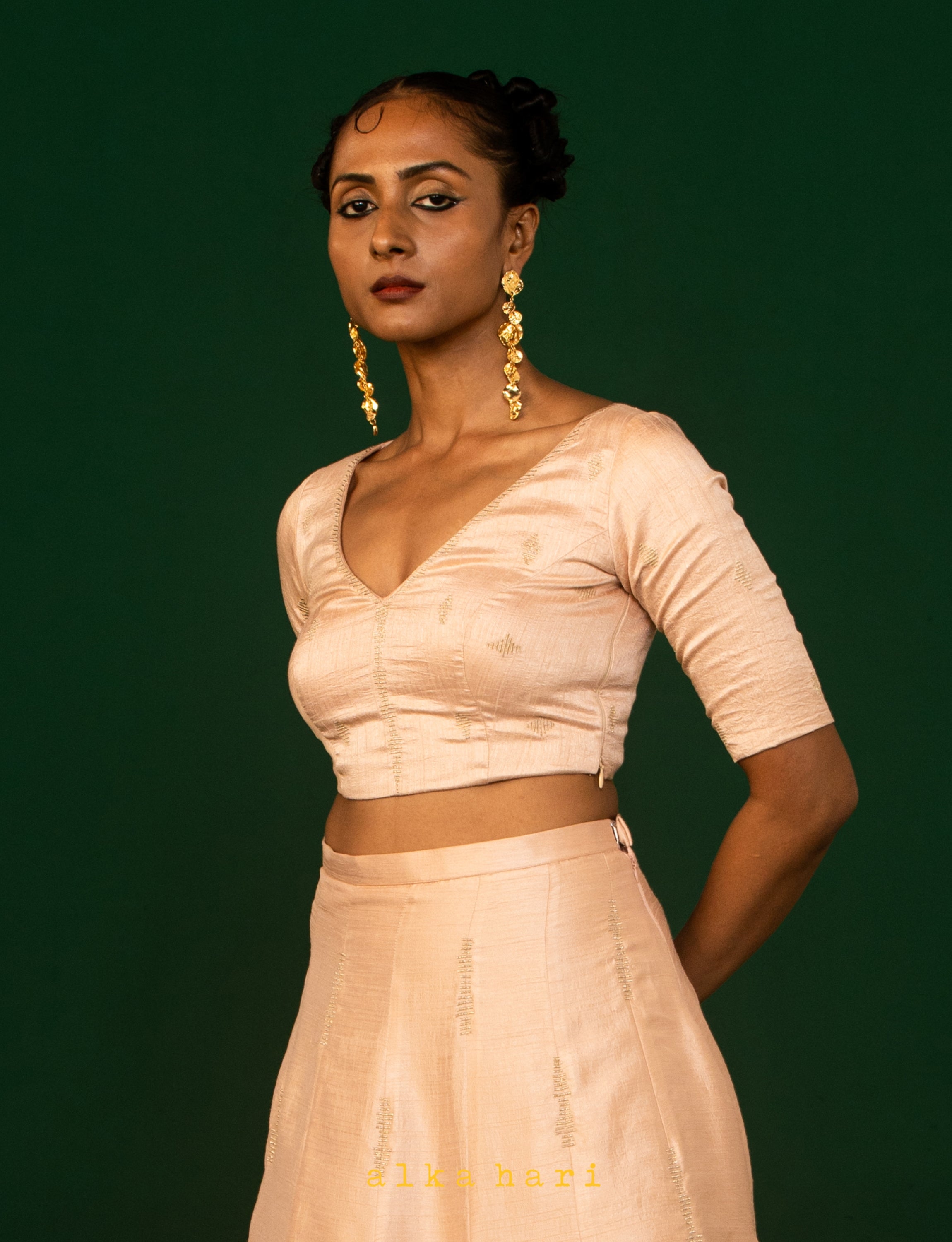 Champagne Pink Silk Blouse