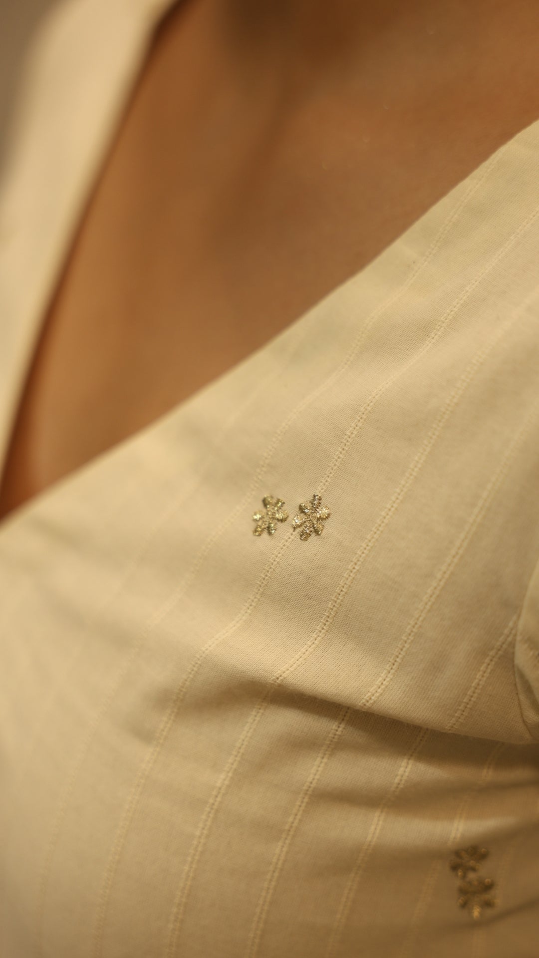 Off White Golden Floral Embroidered Anarkali