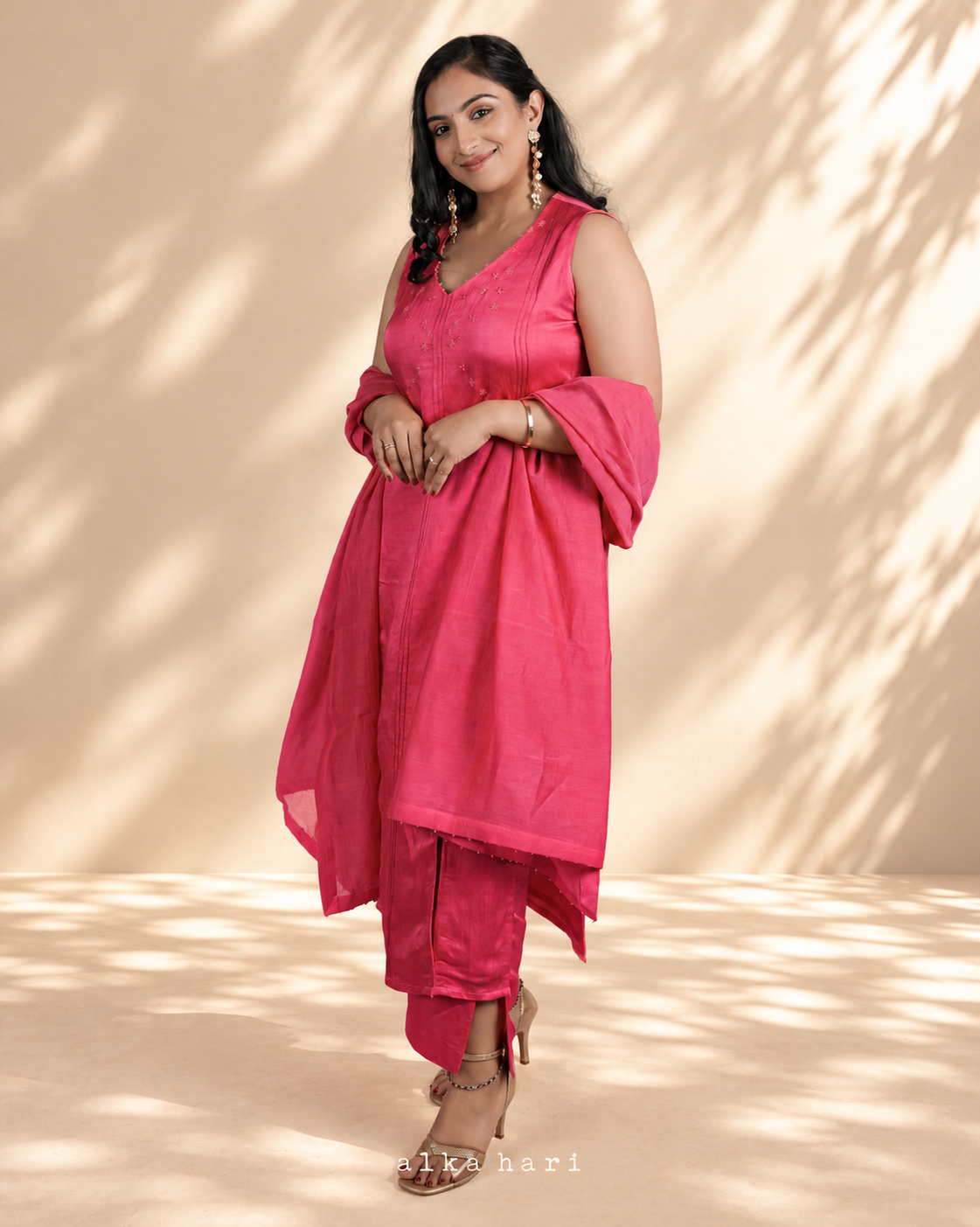Coral Pink Slited Kurta