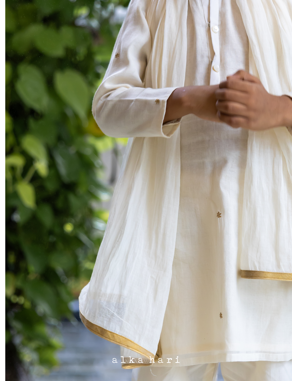 Off White Dupatta for Boys