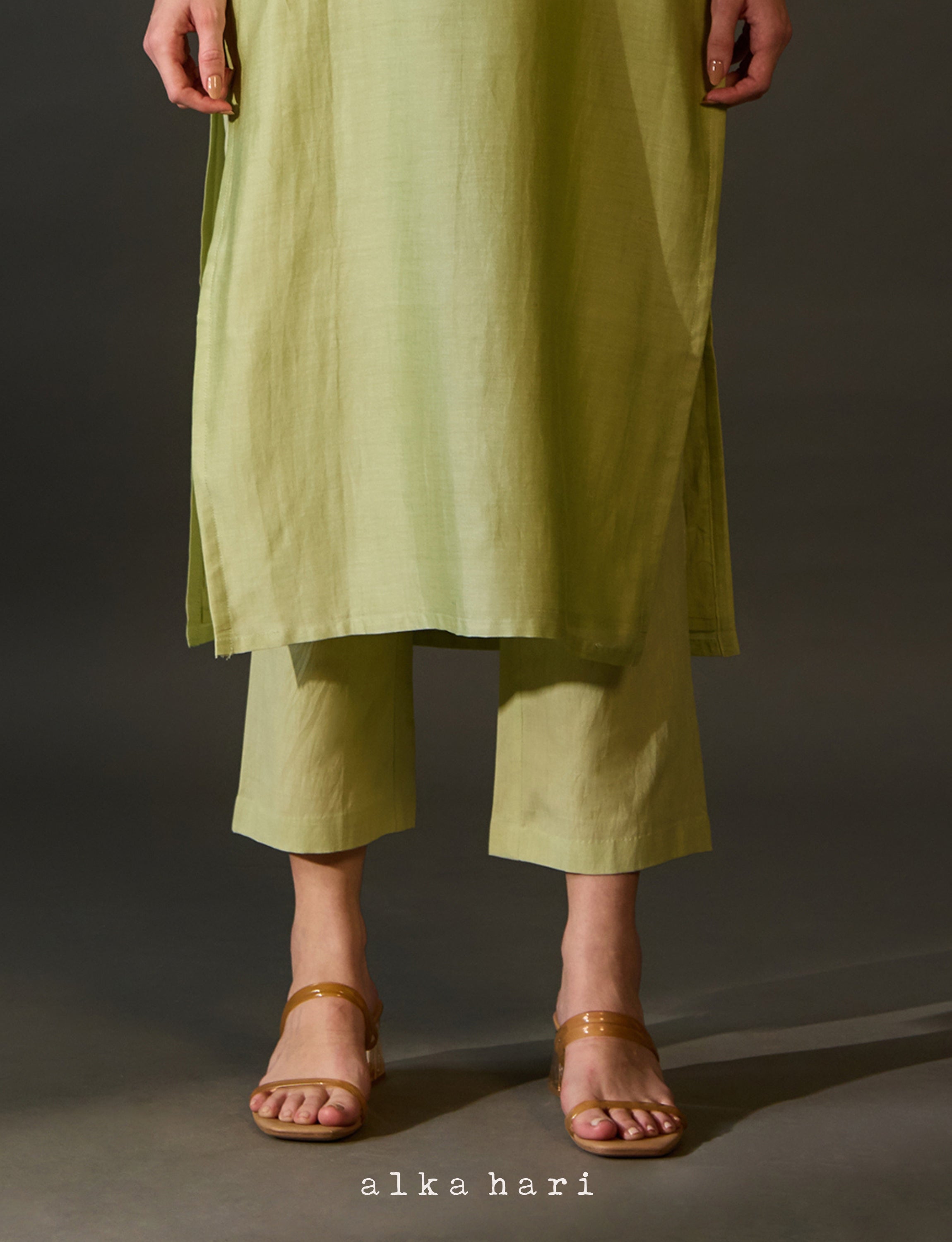 Light Green Cotton Palazzo Pants