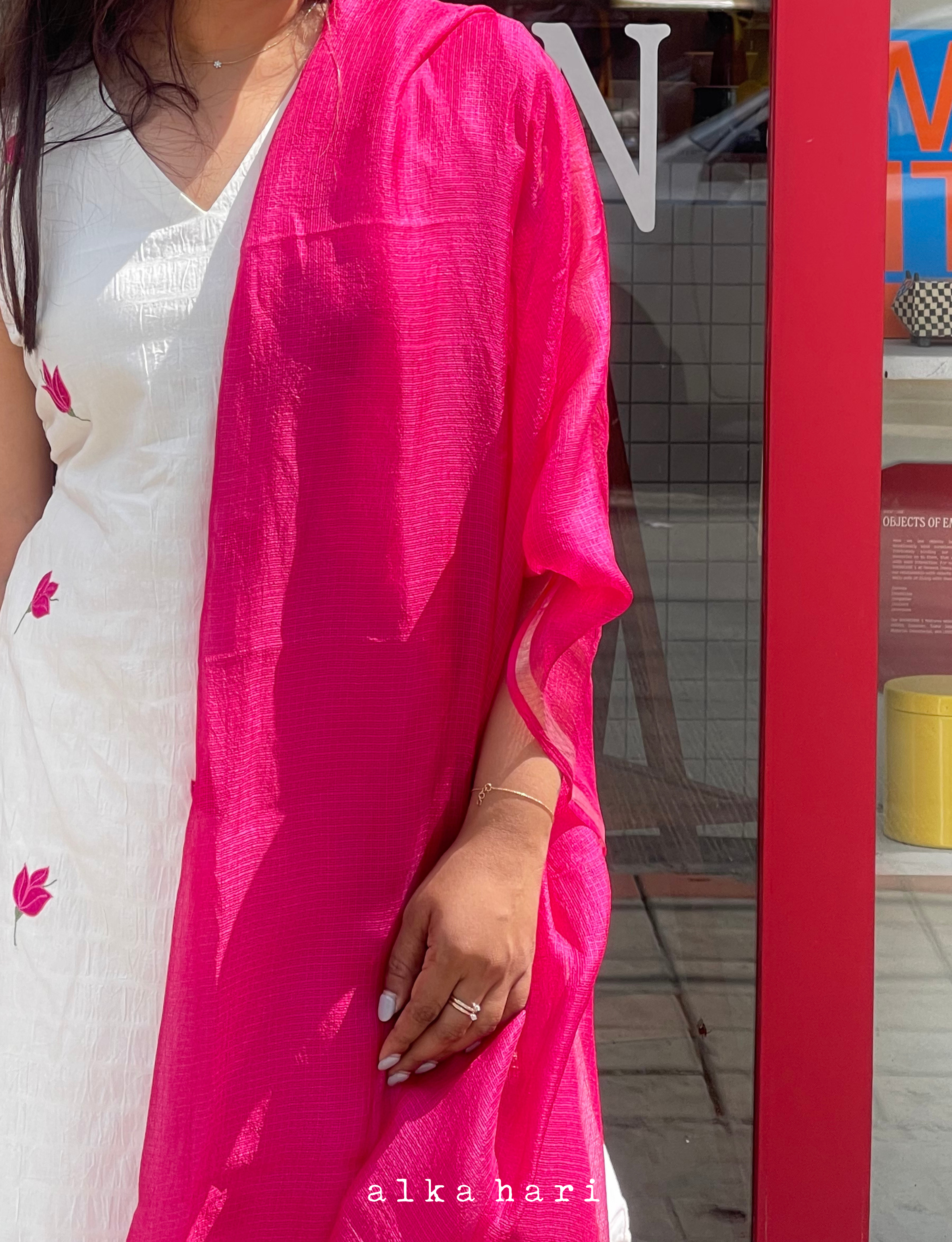 Pink Silk Kota Dupatta