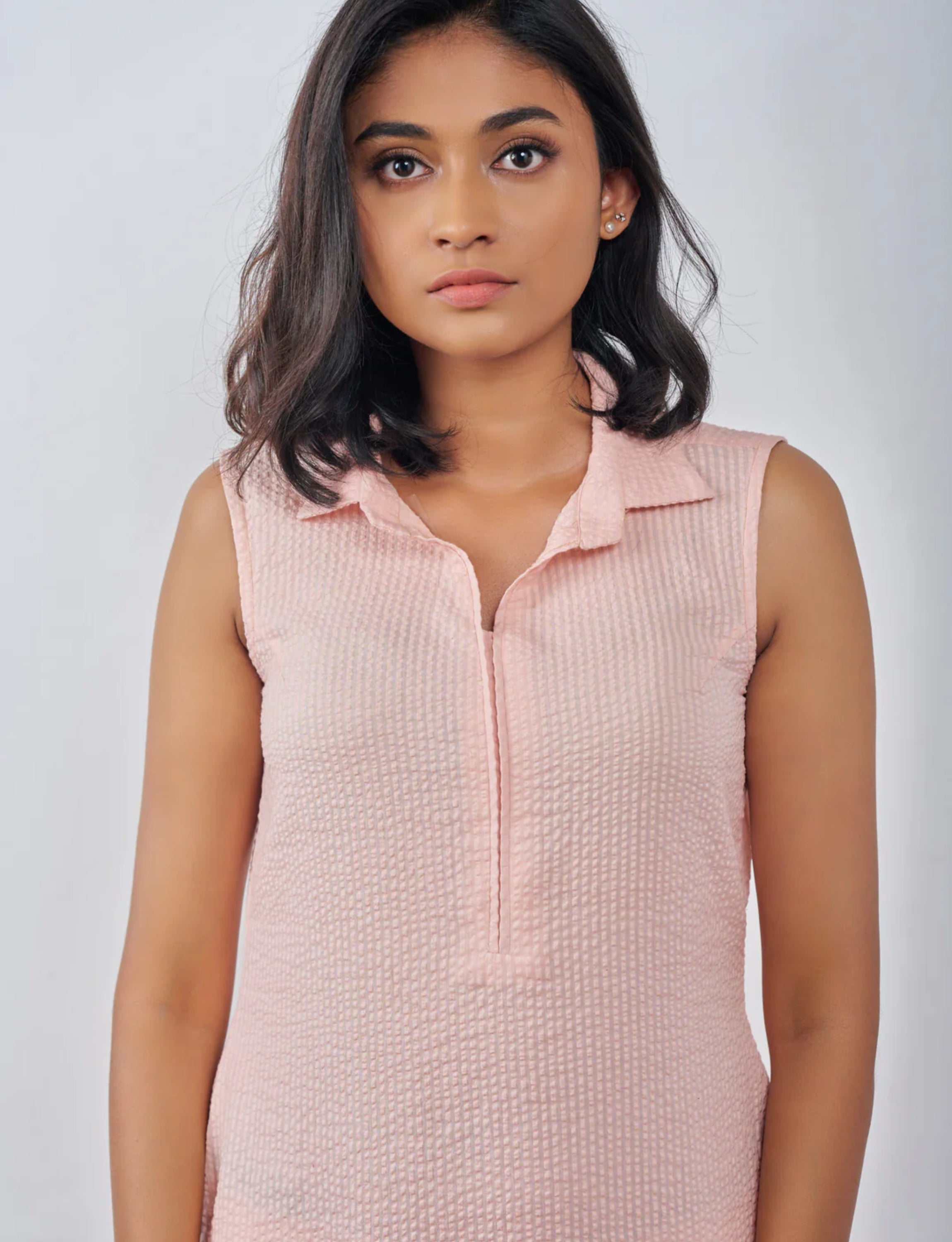 Peach Collared Kurta