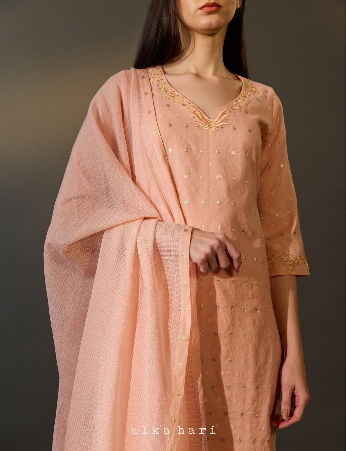 Peach Kota Dupatta