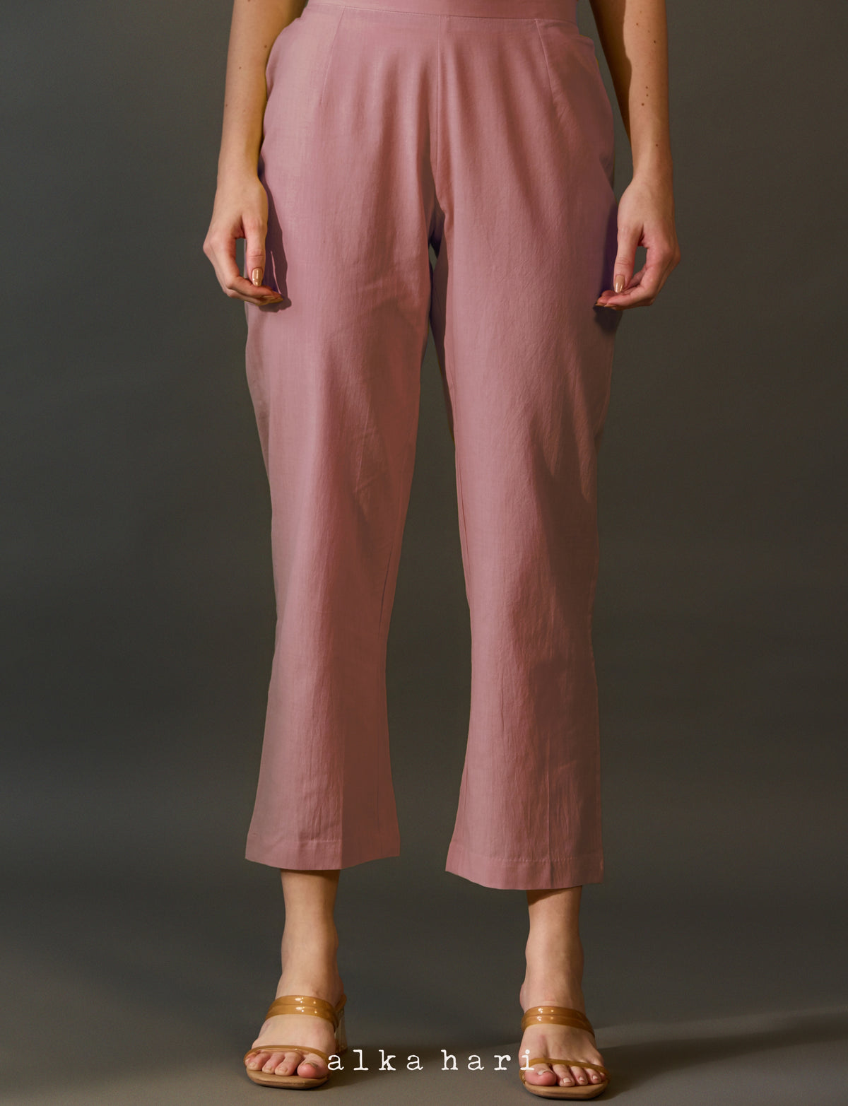 Dusty Pink Cotton Palazzo Pants