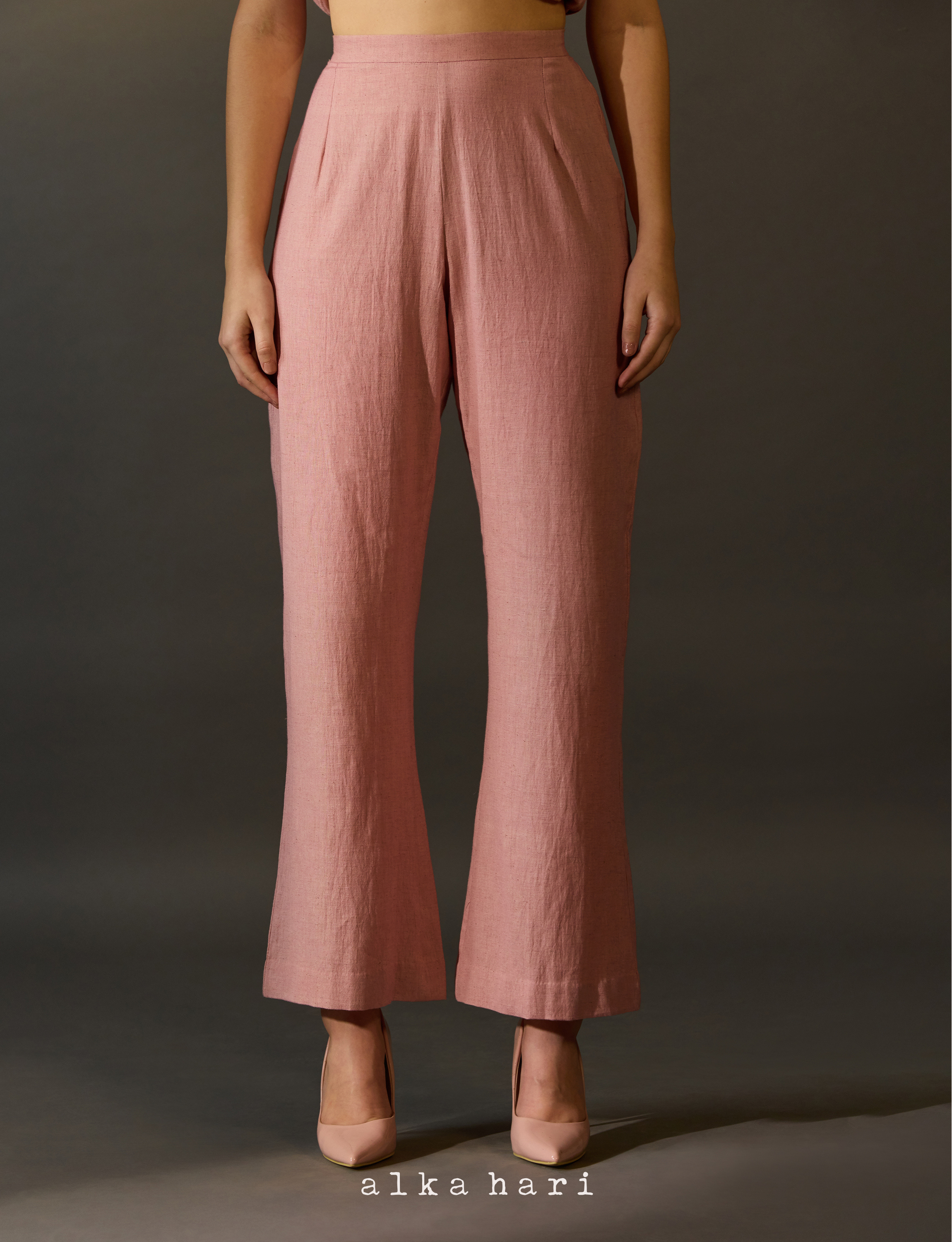 Light Pink Flax Cotton Palazzo