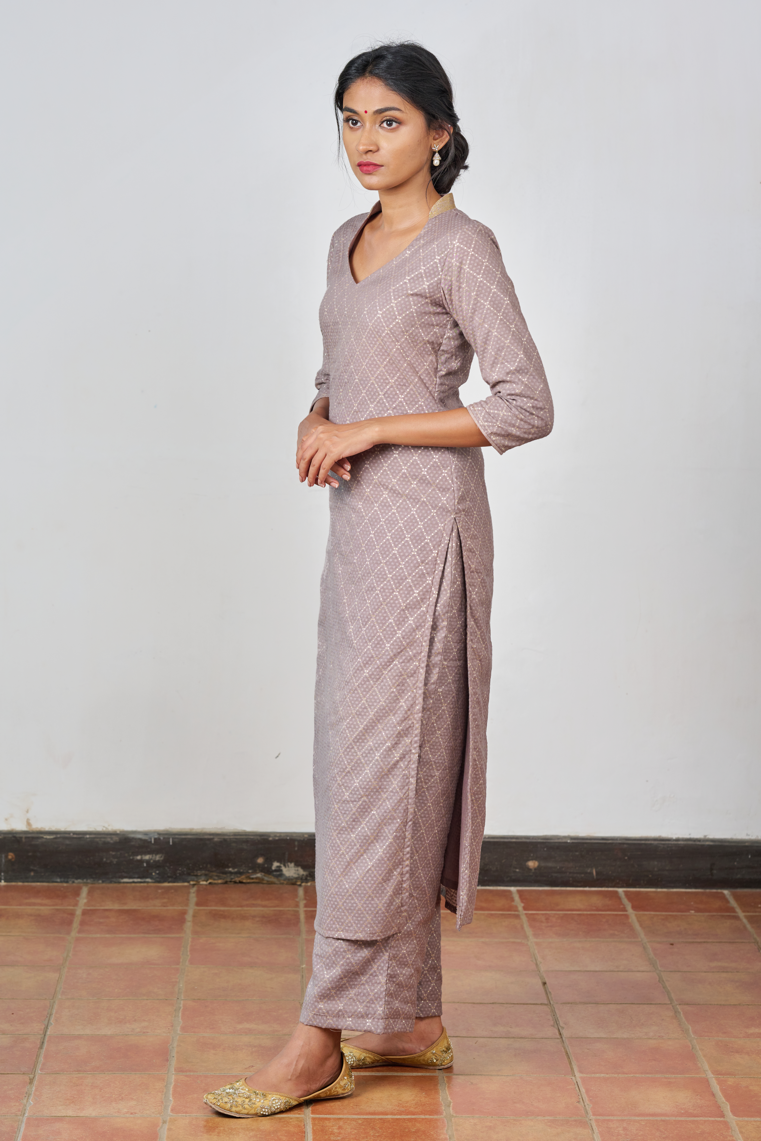 Grey Chanderi Silk Kurta