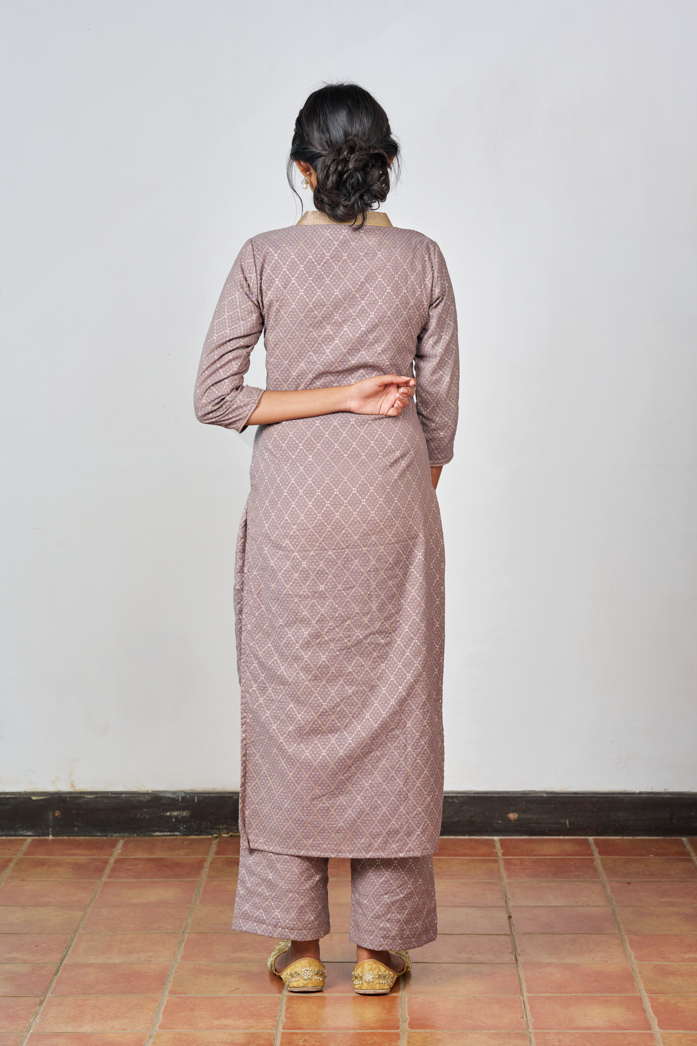 Grey Chanderi Silk Kurta