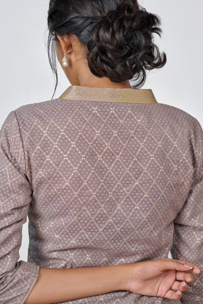 Grey Chanderi Silk Kurta