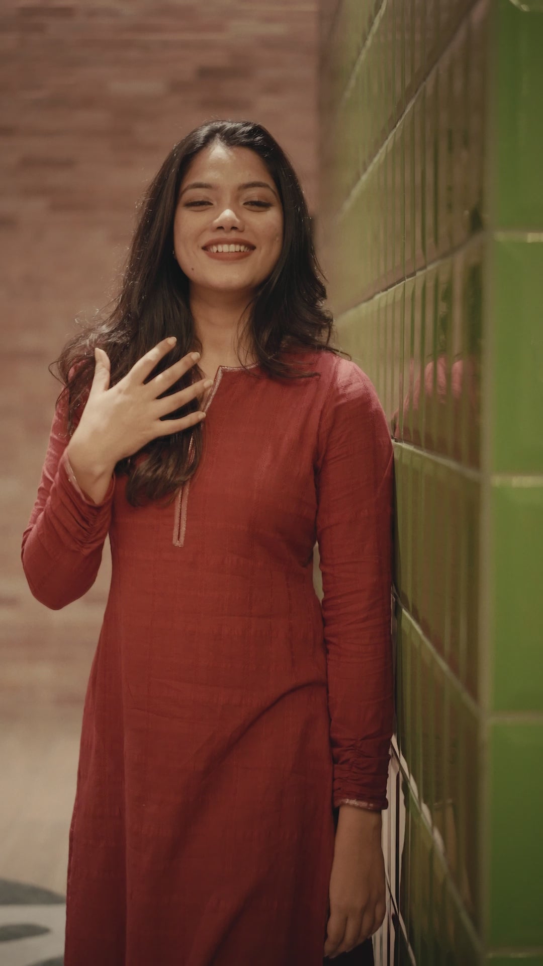Maroon Kurta with Churi Sleeves