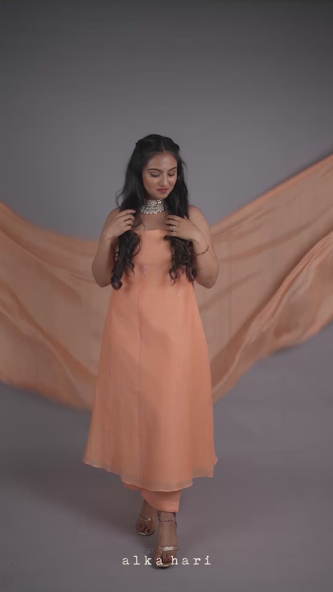 Peach Blossom Silk Anarkali