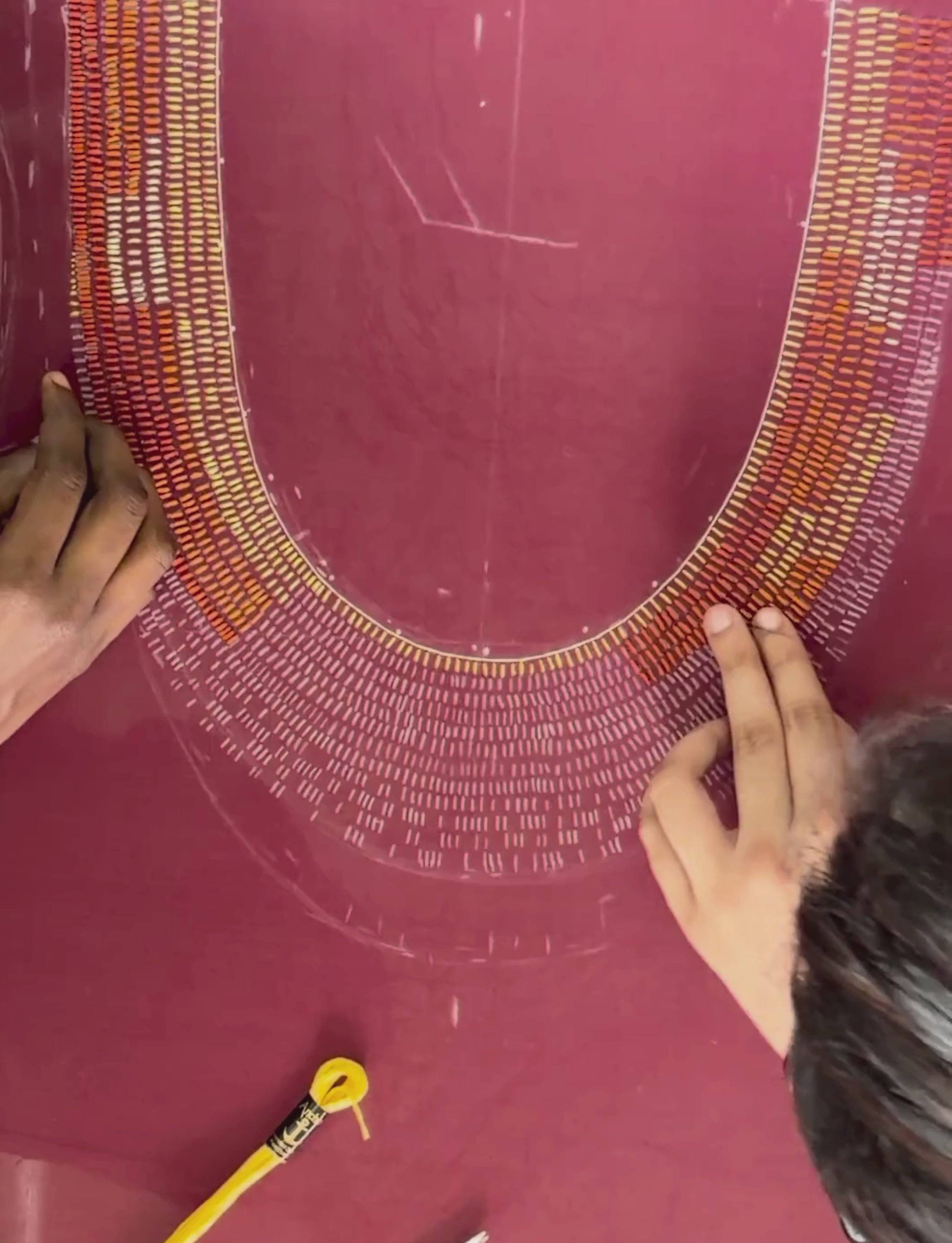 Red Silk Embroidered Short Kurta