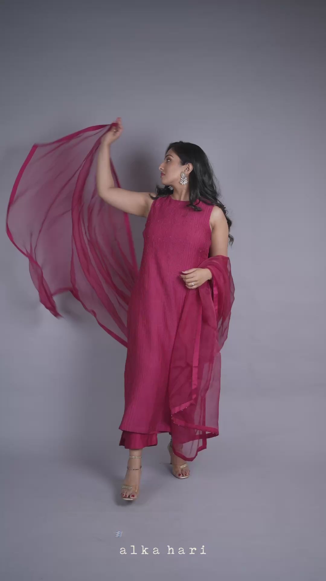 Raspberry Pink Pintucks Kurta